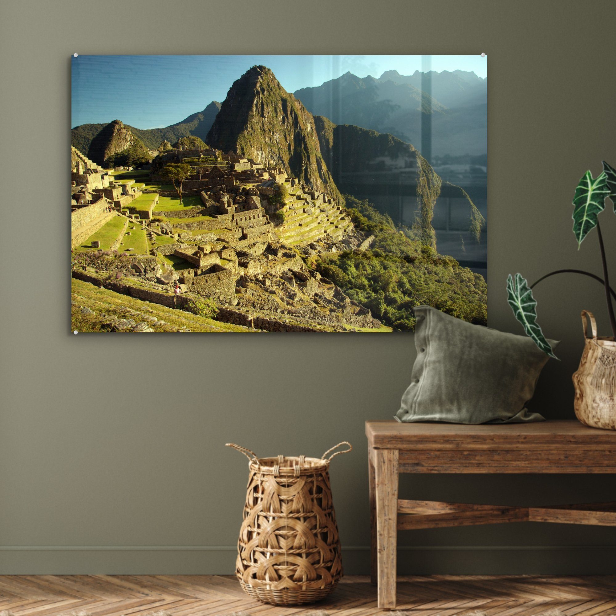 St), & Stadt Schlafzimmer in Wohnzimmer Acrylglasbild MuchoWow der Cuzco, (1 Acrylglasbilder peruanischen Machu Picchu