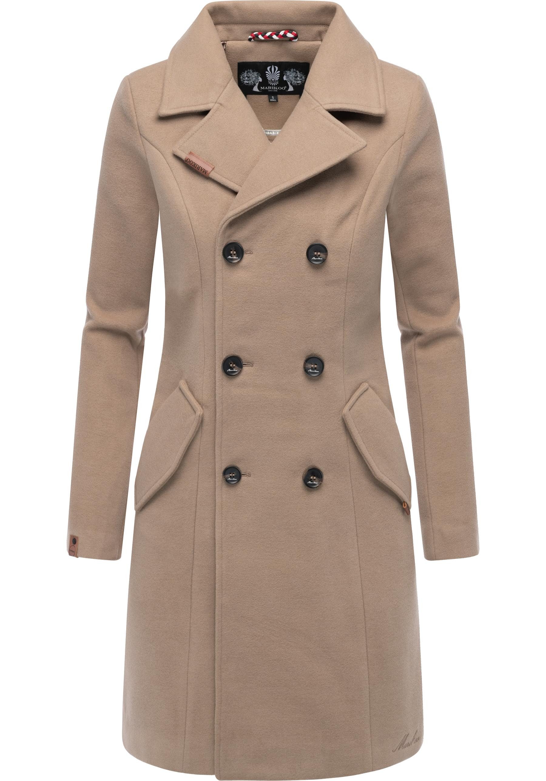 Marikoo Kurzmantel Nanakoo edler Damen Trenchcoat in Wollmantel-Optik