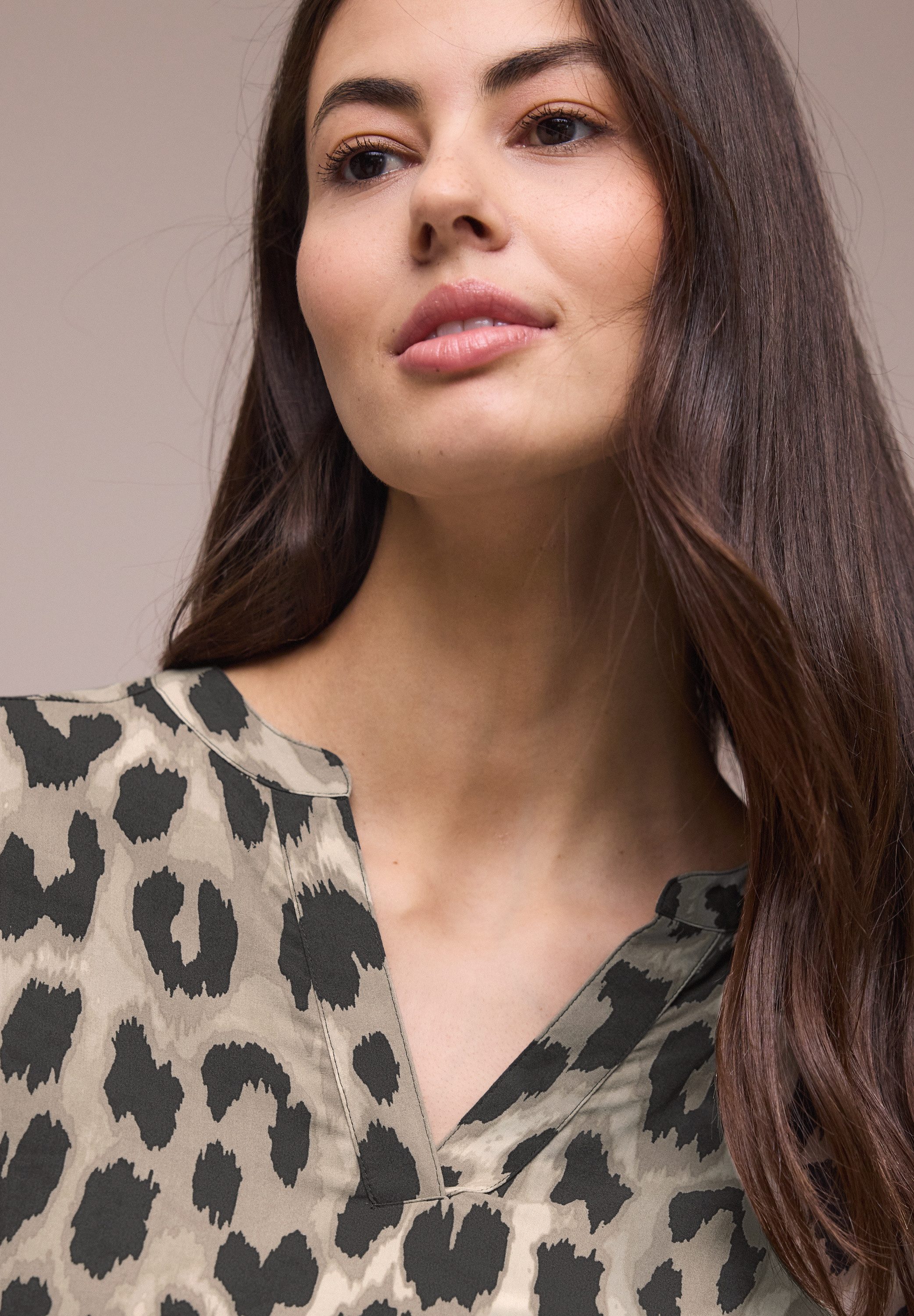 STREET ONE Kurzarmbluse Sommerbluse mit Animal Print