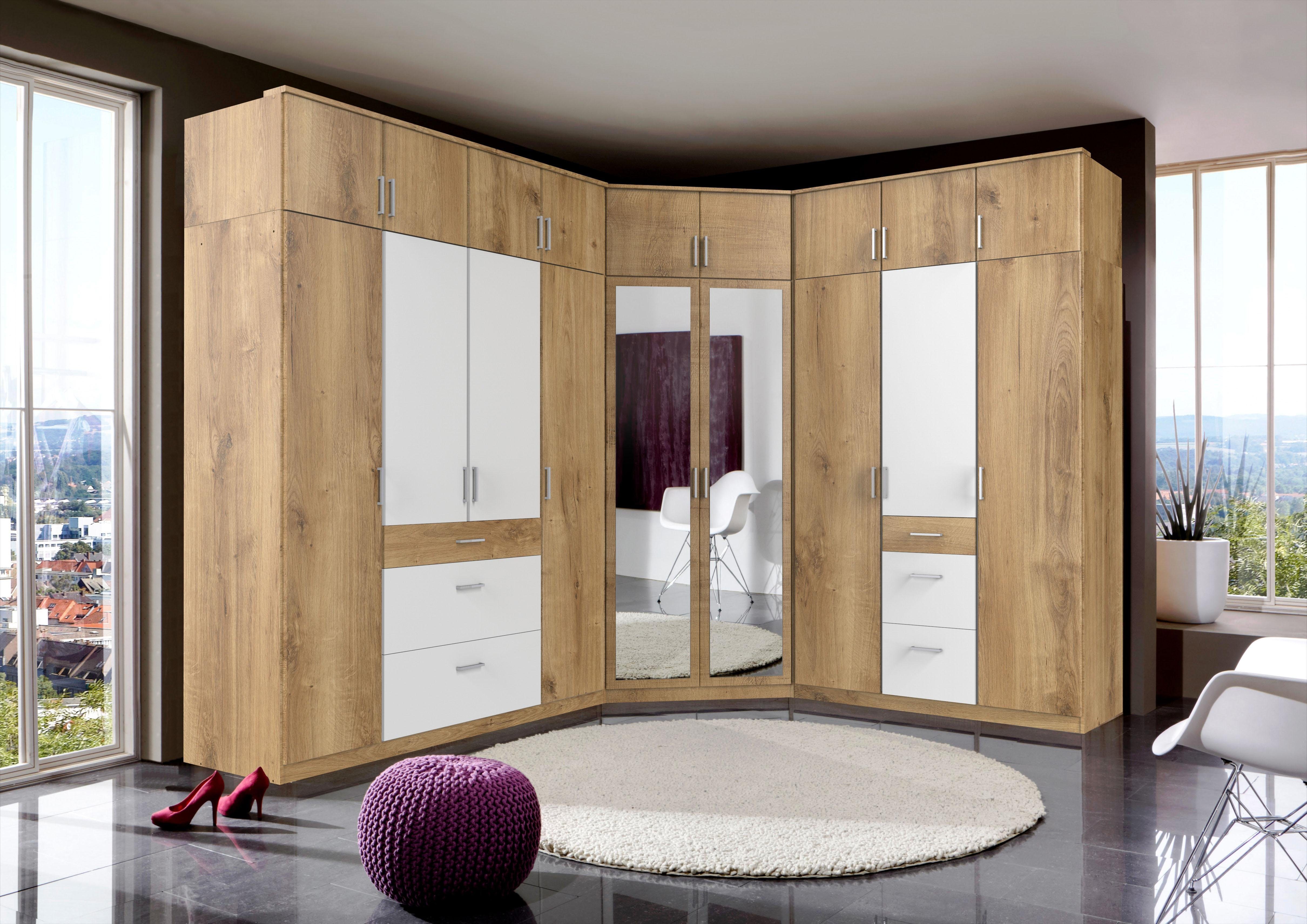 Wimex Eckkleiderschrank Click mit 2 plankeneichefarben Spiegeltüren