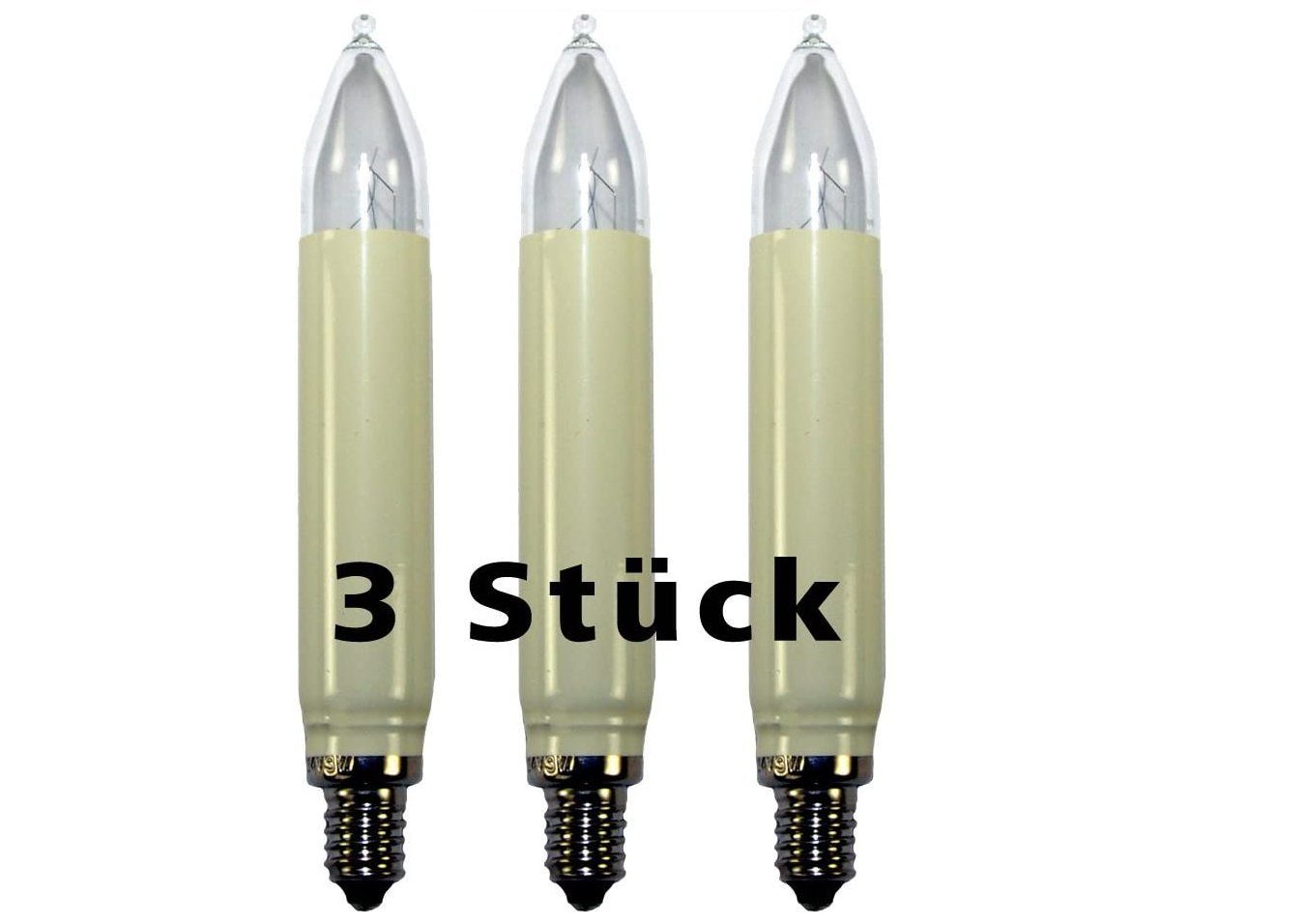 Baldauf Adventskerze 3 Stück Normalschaftkerze 23V / 3W, E10, Ersatzlampe (3er Set, 3-tlg)