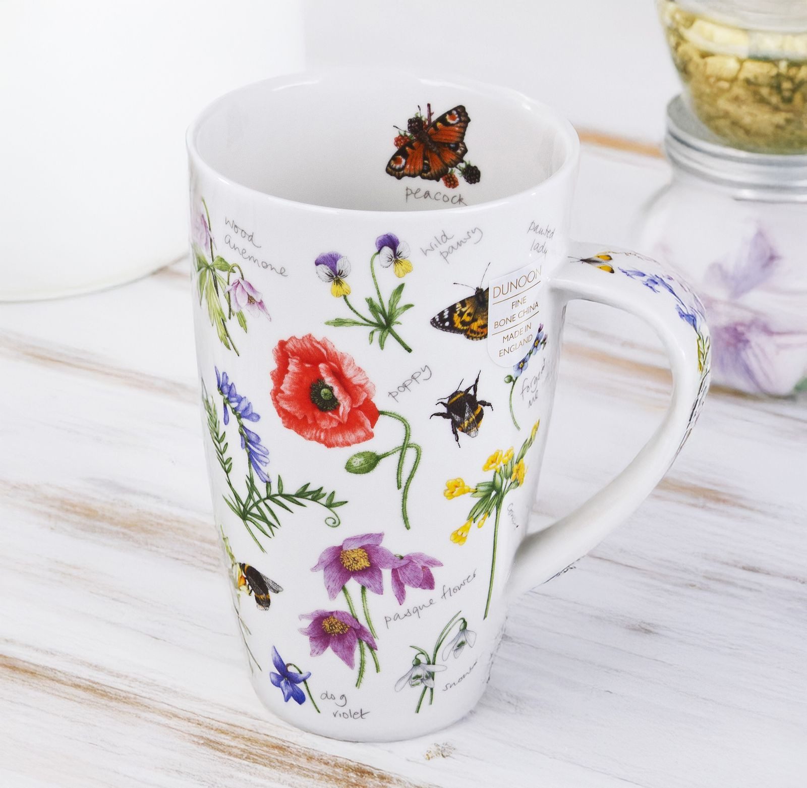 Dunoon Tasse Becher Henley Wayside 600 ml Bone China Kaffeetasse 15cm Teetasse 0,6l, 1-tlg., Porzellan, Spülmaschinengeeignet