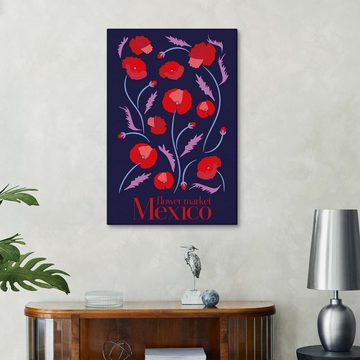 Posterlounge Leinwandbild Pineapple Licensing, Flower Market Mexico, Vintage Grafikdesign