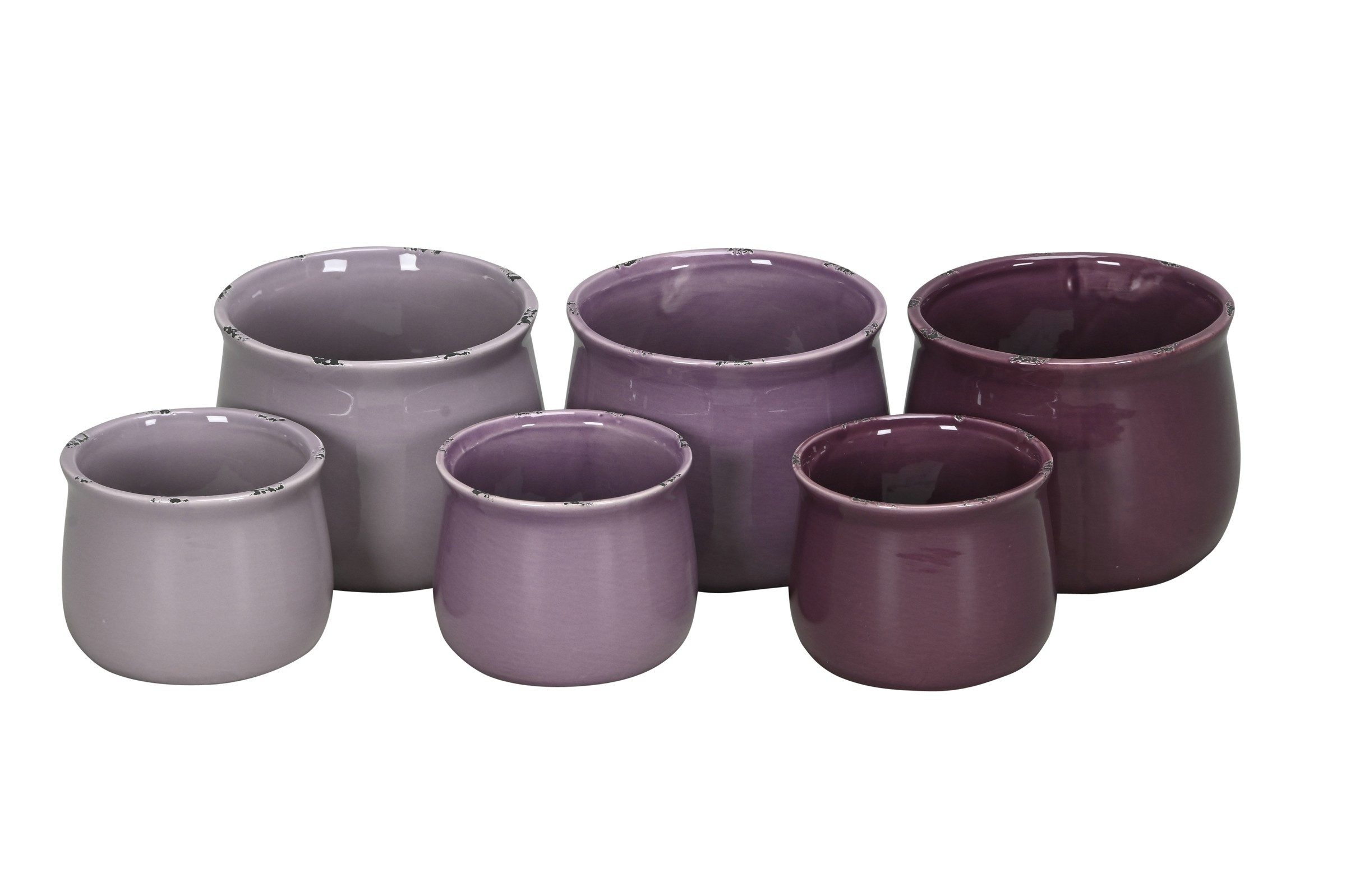finehomegarden Blumentopf Topf Keramik Übertopf 2erSet 3farbig sort. Dolomit H8,5cm+11cm (6 St), Pflanzgefäß Pflanztopf / Paket
