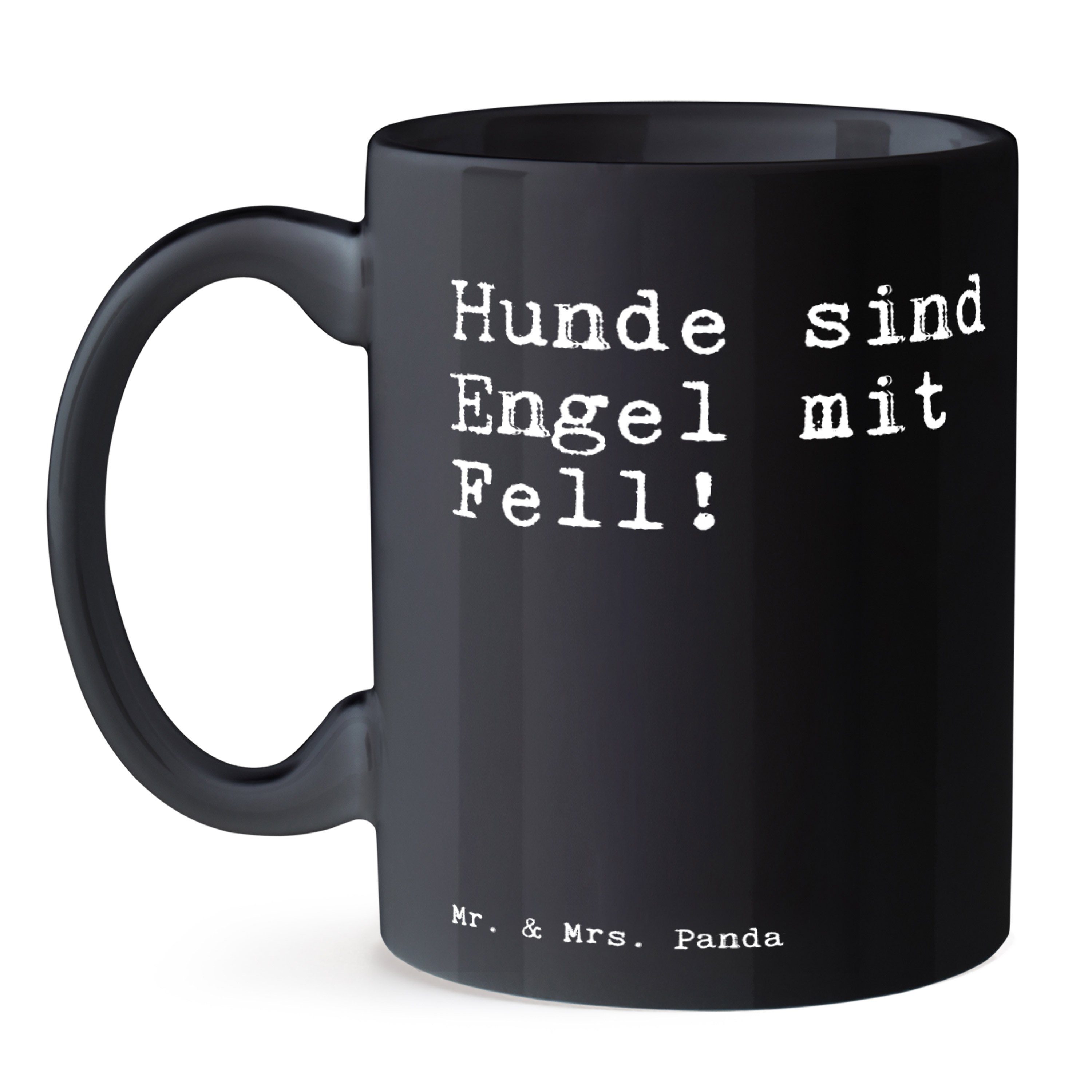 Mrs. Geschenk, - Panda Keramik sind & Hunde Schwarz Kaffeet, Büro, Haustier, mit... Schwarz Tasse - Engel Mr.