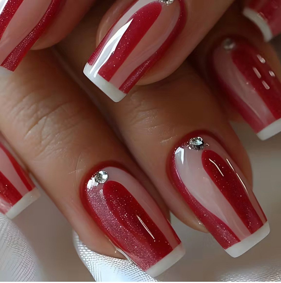 Samira Kunstfingernägel 24Pcs Künstliche Fingernägel für Weihnachten, Weihnachtsstimmung