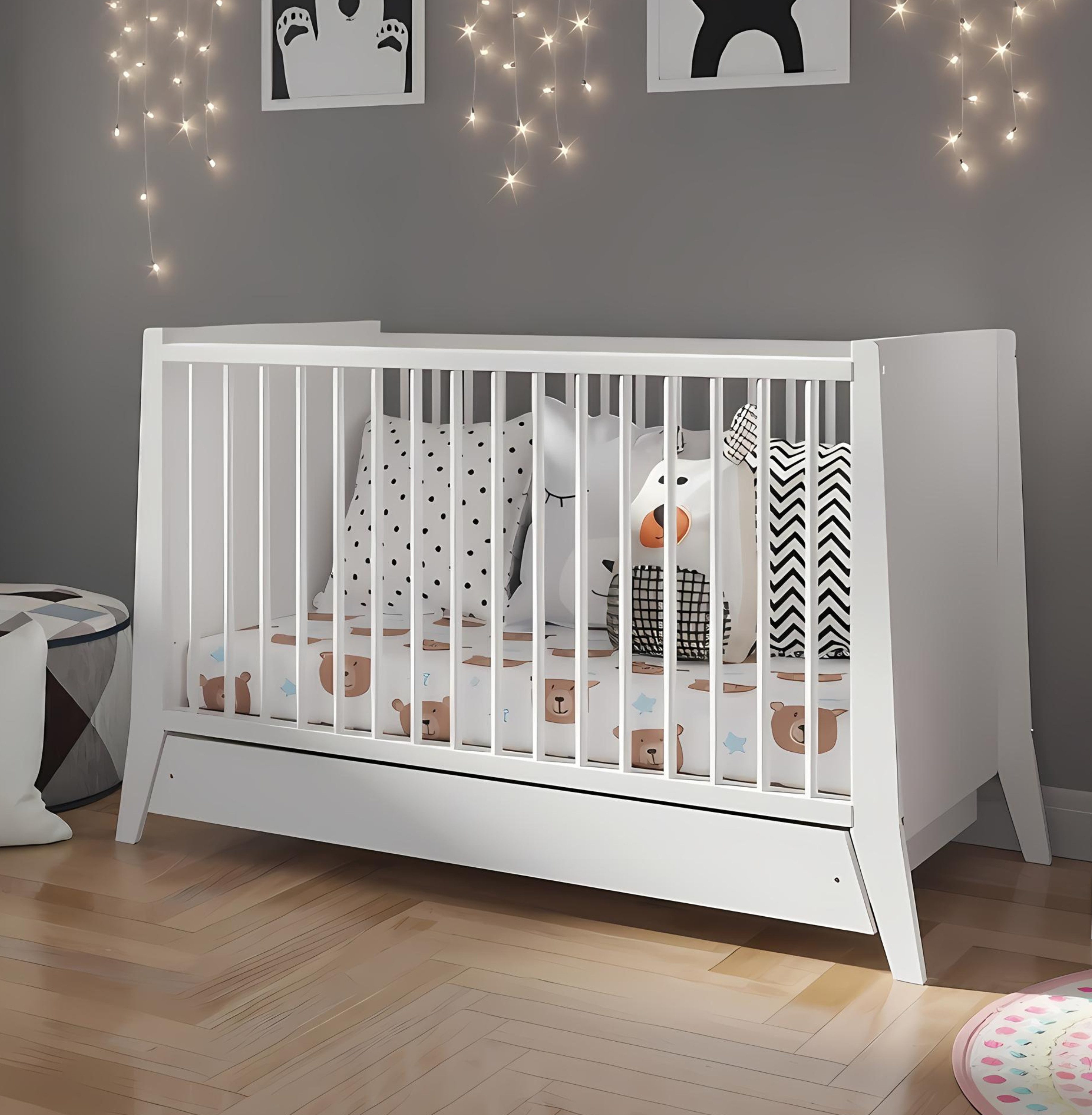 Alavya Home® Babybett PARKER I Qualitätsträume I für den ruhigen Schlaf Ihres Schatzes, Babybett 60x120 mit Matratze und Schubladen 3-fach verstellbar bett