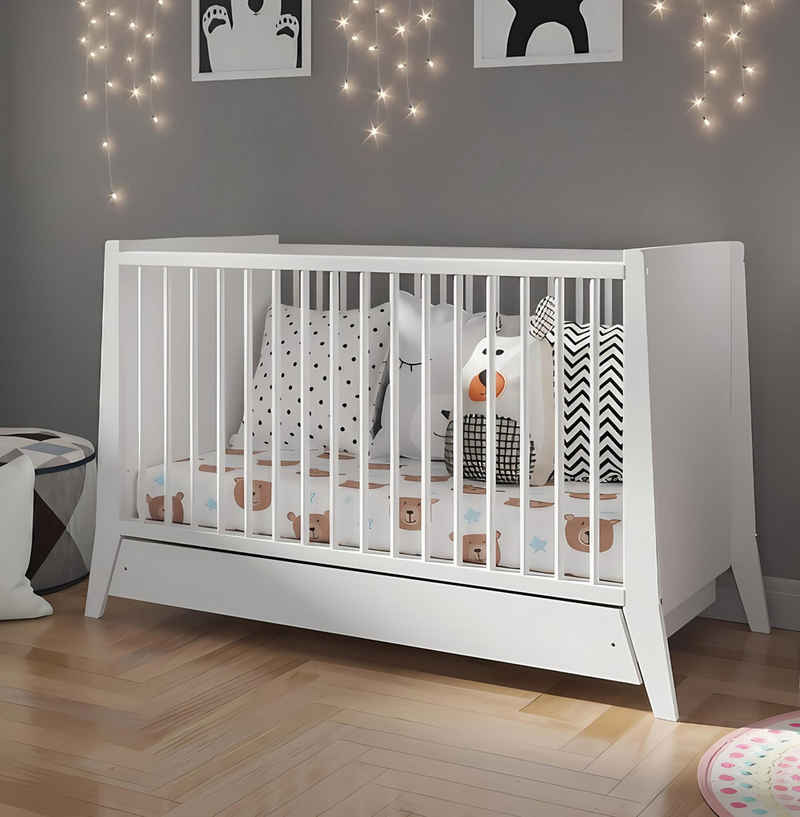 Alavya Home® Babybett PARKER I Qualitätsträume I für den ruhigen Schlaf Ihres Schatzes, Babybett 60x120 mit Matratze und Schubladen 3-fach verstellbar bett