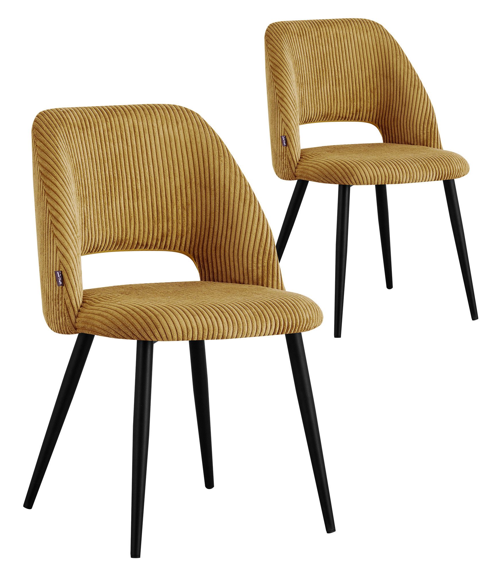 B&D home 4-Fußstuhl VICKY (Set, 2 St), gepolstert, Stuhlbeine aus Metall oder Massivholz wählbar