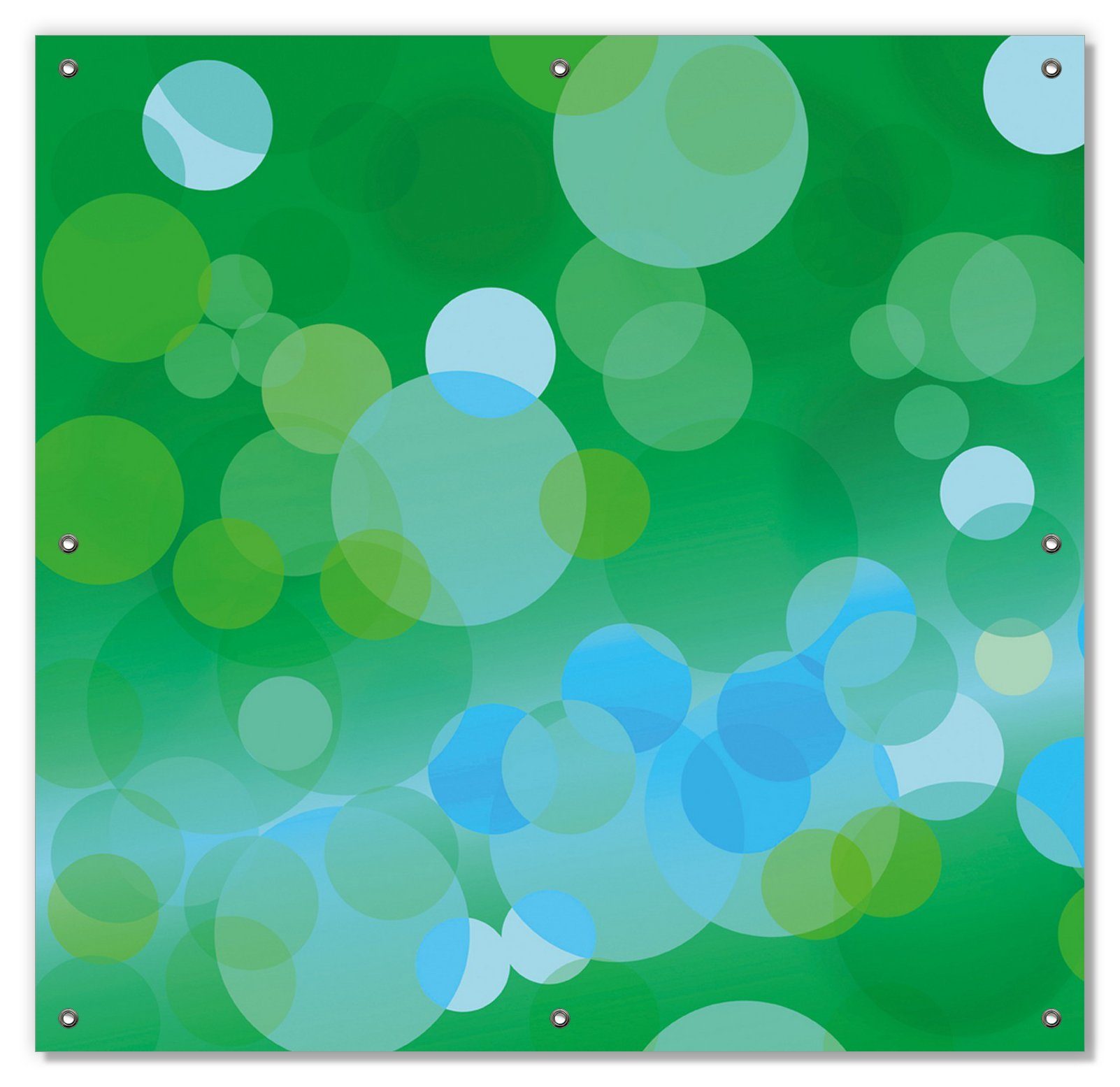 Sonnenschutz Grüne und blaue Kreise - harmonisches Muster, Wallario, blickdicht, mit Saugnäpfen, wiederablösbar und wiederverwendbar | Fensterfolien