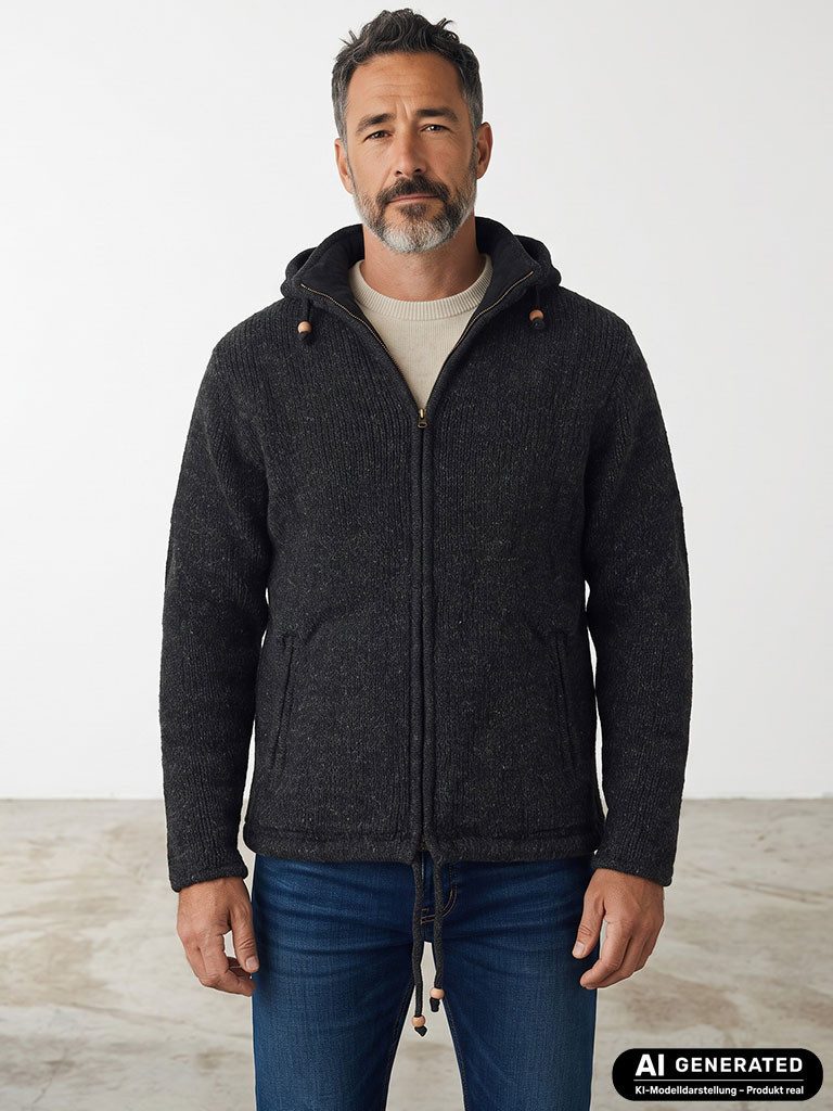 Lizzard Sports Wolljacke 505026 Herren Wolljacke mit Kapuze abnehmbar - Sweatjacke Kapuzenjacke Wolle