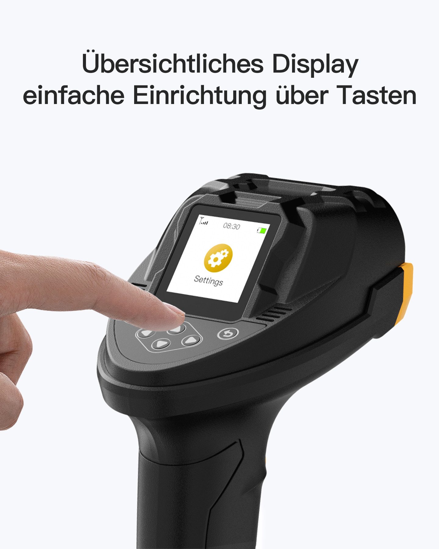 Inateck Kabelloser 2D/1D/QR-Code-Barcodescanner mit Display und Smart Base Handscanner, (CMOS CCD Dual - Modul, größerer Bereich, unterstützt App - SDK)