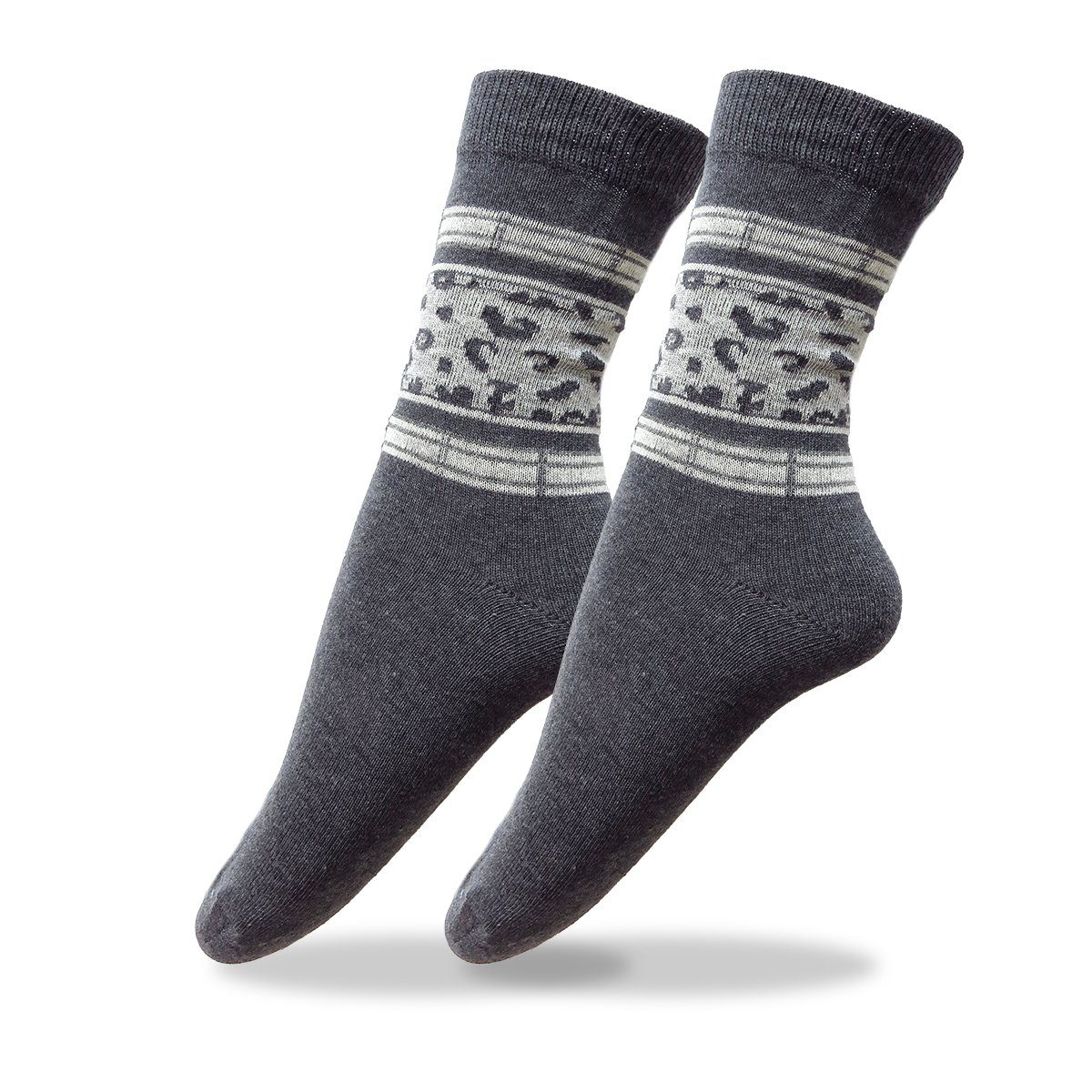 soft, Norwegersocken Paar 4 knöchellang elastischer Leopard Streifen mit Bund Sonia Originelli Socken