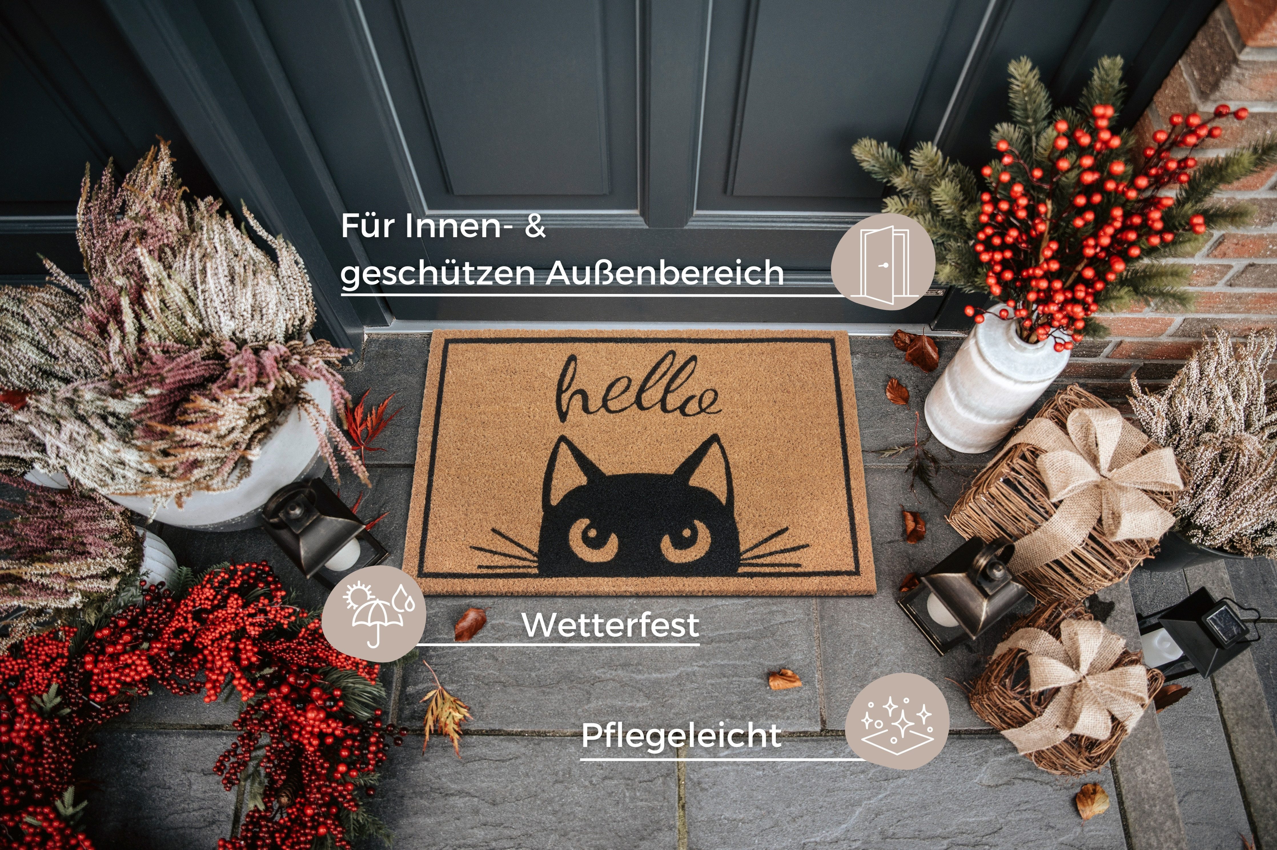 HANSE Home Fußmatte Kokos Watching Cat, Türmatte, rechteckig, Höhe: 15 mm, günstig online kaufen