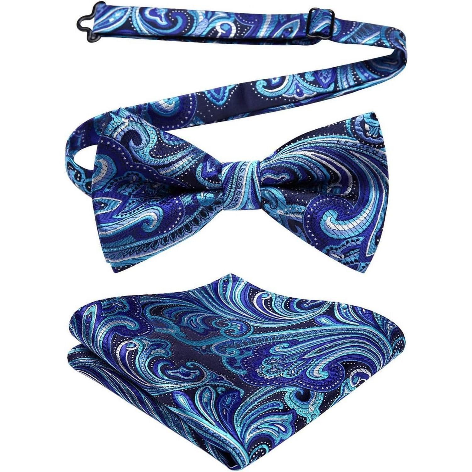 LuxusKollektion Fliege Fliege Einstecktuch Herren Smoking Hochzeit Party B Blau 1