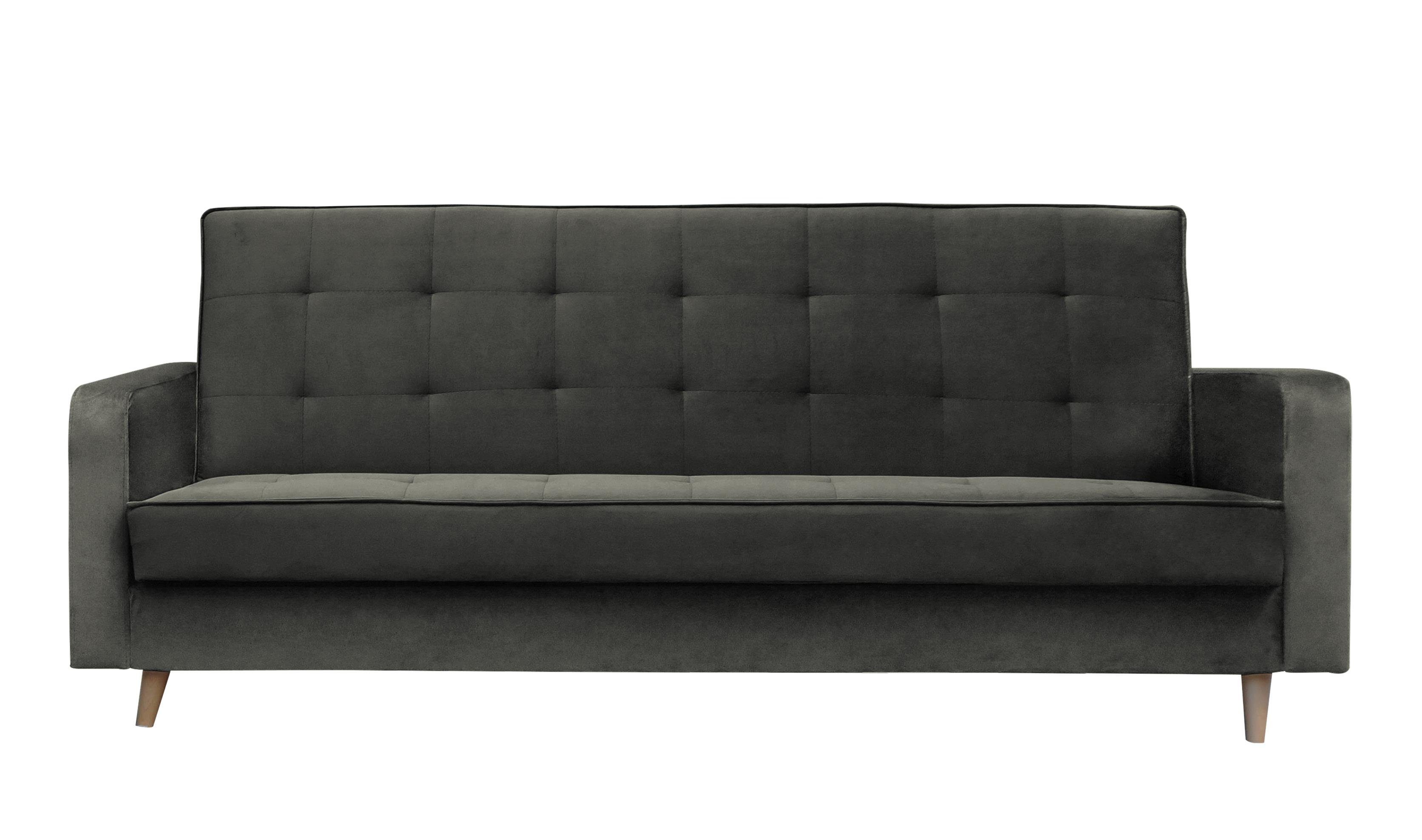 Beautysofa Schlafsofa Bamako, mit Polstersofa (kronos Stil, skandinavischen 15) Bettkasten, Schlaffunktion und mit Holzbeine Couch im Sofa Khaki-grau