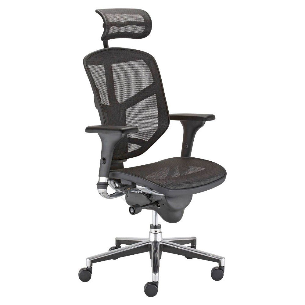 Nowy Styl Bürostuhl 1 Stuhl Bürostuhl Enjoy mit Kopfstütze - Stoff schwarz/Gestell chrom, Mit Kopfstütze