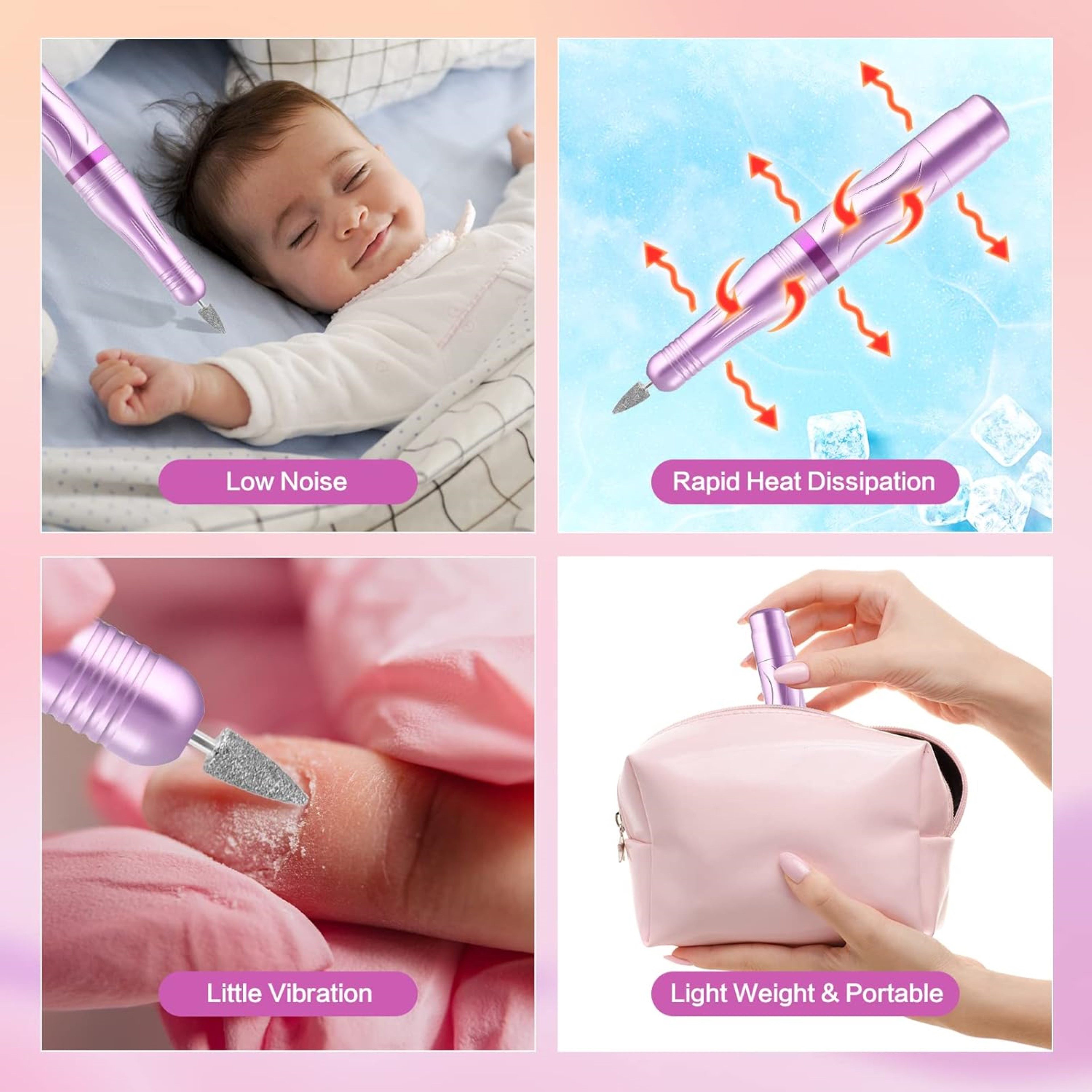 PTUI Maniküre-Pediküre-Set Elektrischer Nagelfräser 11-in-1 Set für Gel Acryl Nägel 20000 U/min, 79-tlg., Professionelles 11-teiliges Nagelfräser-Set für Manikü – Bild 5 von 5