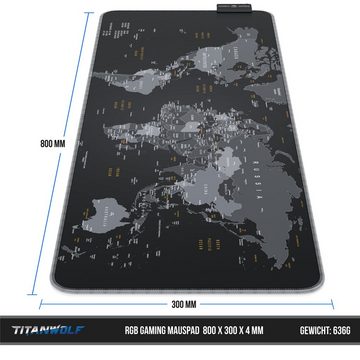 Titanwolf Gaming Mauspad, RGB Mousepad XL, 800 x 300 mm, verbessert Präzision & Geschwindigkeit