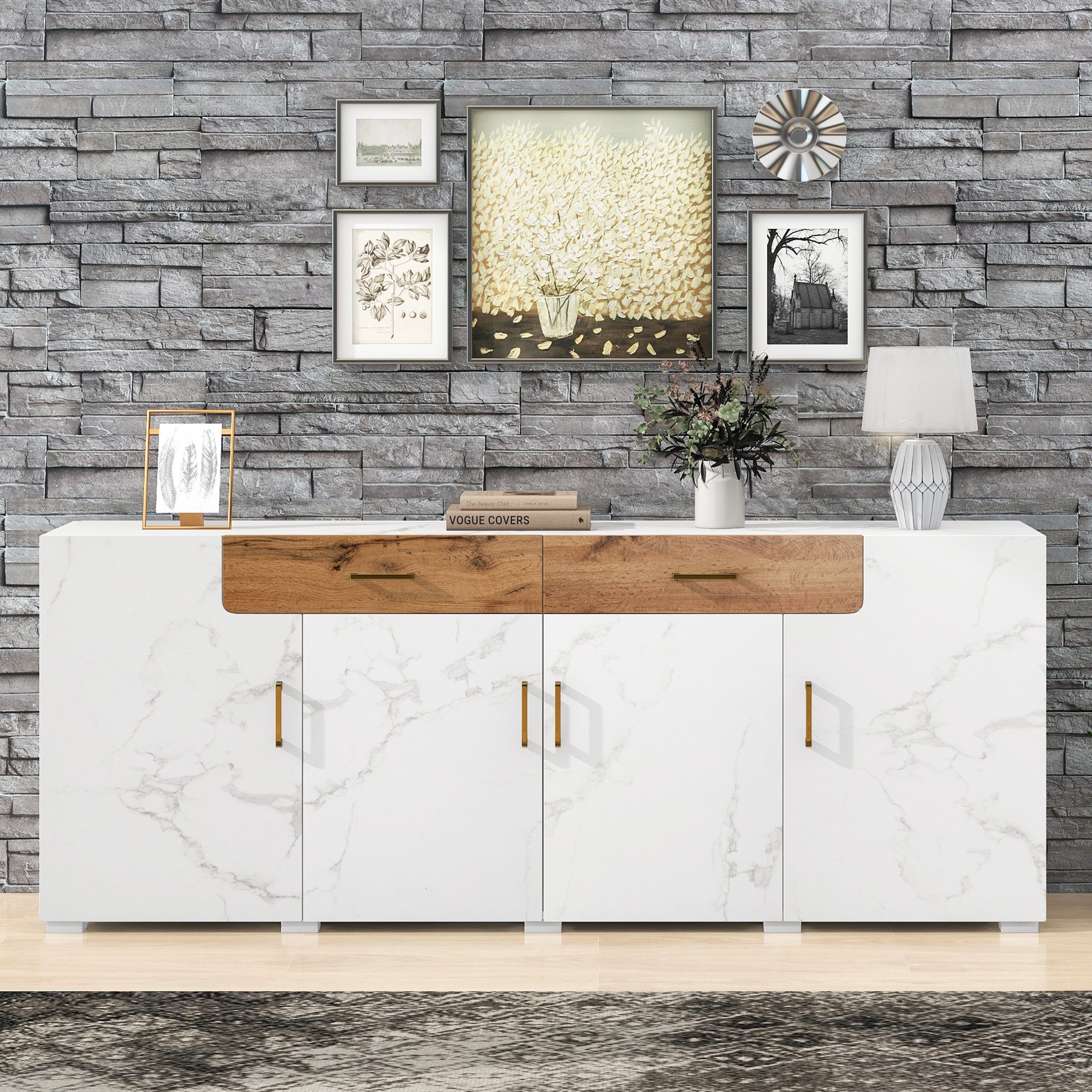 REDOM Sideboard Kommt mit 4 Türen und 2 Schubladen, viel Platz und leicht z günstig online kaufen