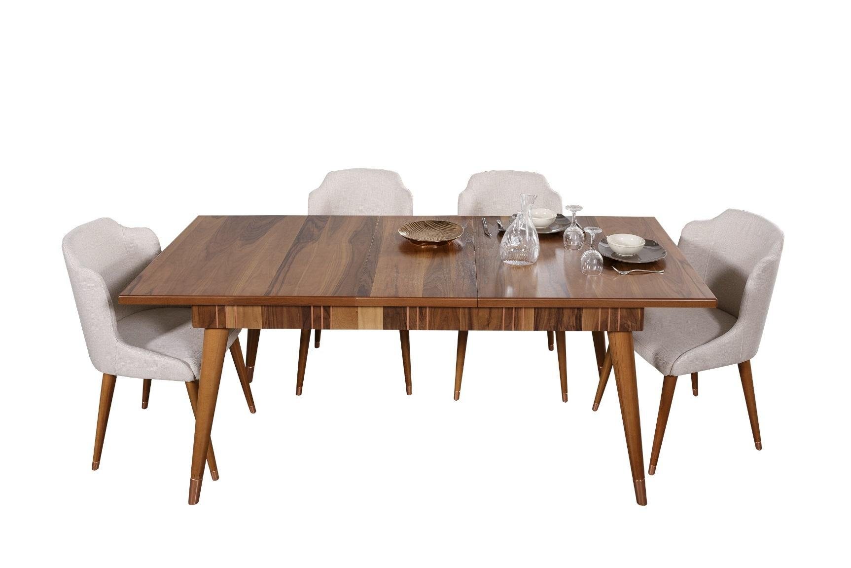 JVmoebel Esszimmer-Set, Esszimmer Set Ess Gruppe Holz Tisch Tische 5tlg Komplett Set