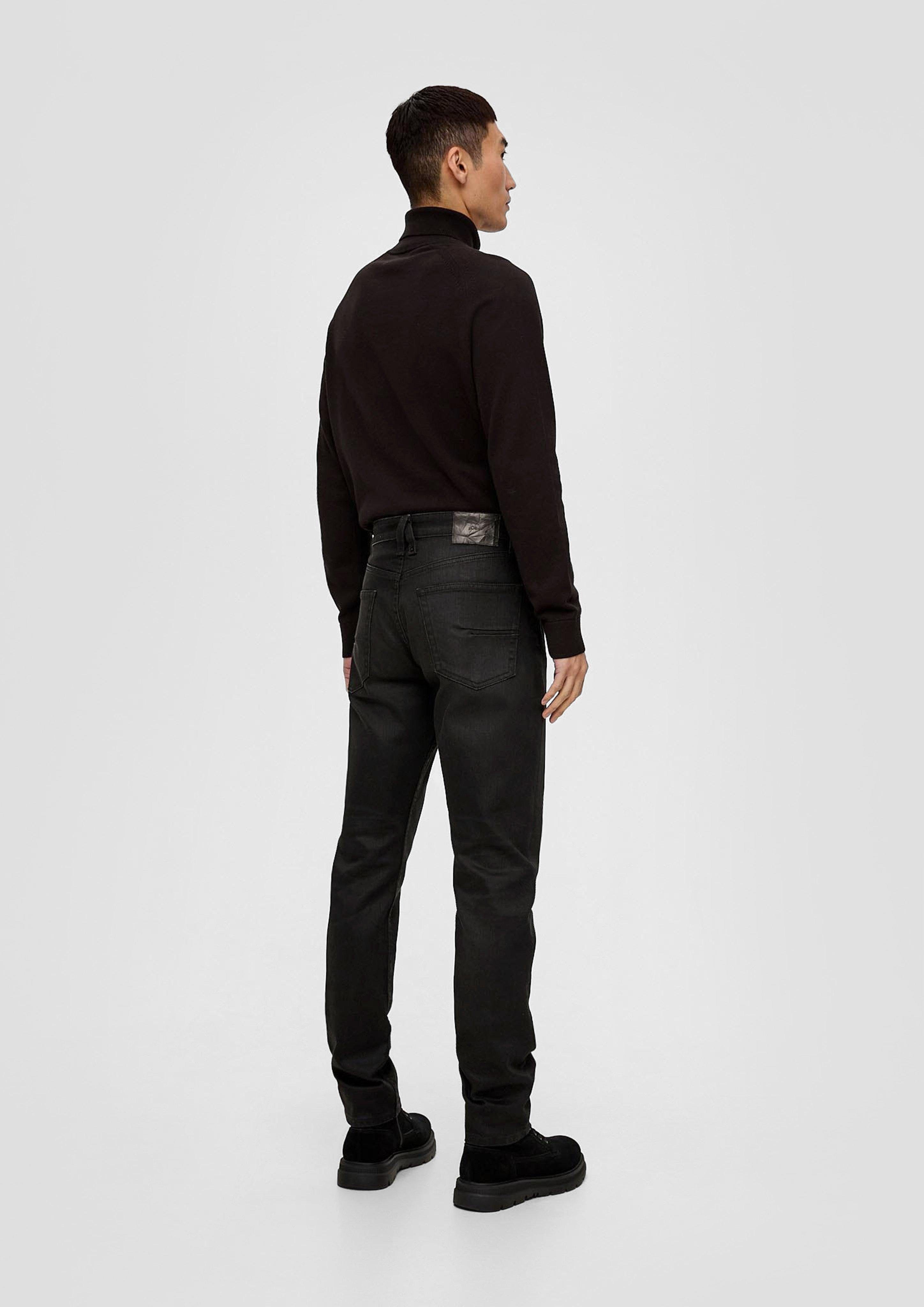 Stoffhose Regular Label-Patch schwarz / Mid Leg Mauro / Tapered Fit s.Oliver Rise / Jeans