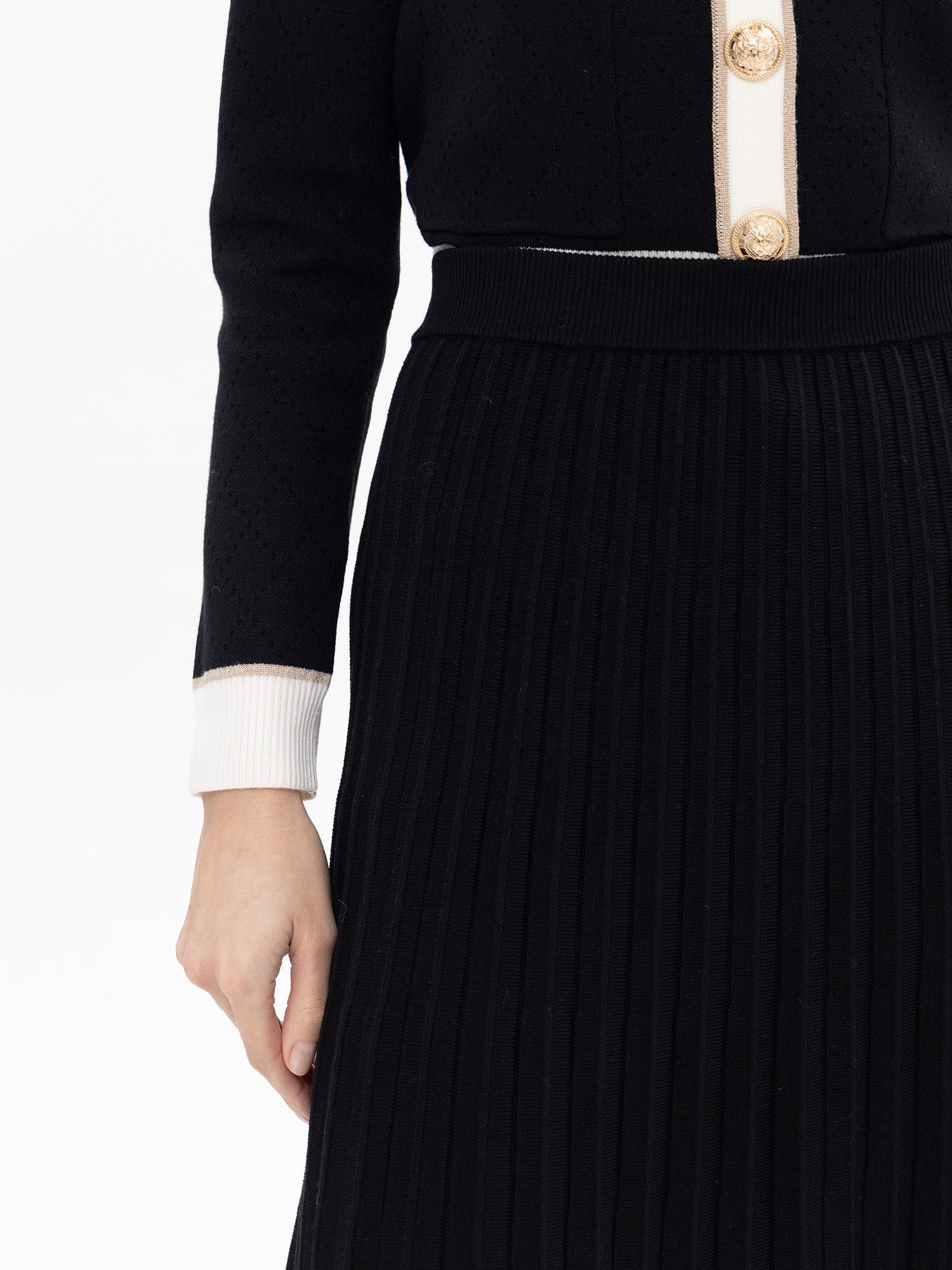 Passioni Faltenrock Midi Plisseerock Strickrock günstig online kaufen