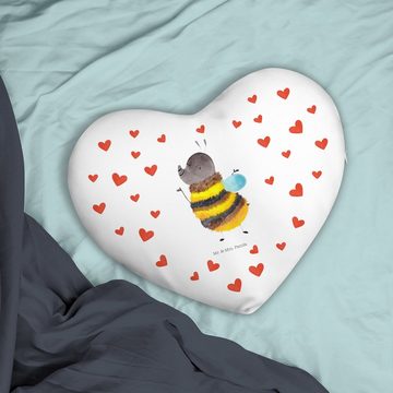 Mr. & Mrs. Panda Dekokissen Hummel flauschig - Weiß - Geschenk, Natur, Biene, Herzkissen, Tiere, Weiches Mikrofaser