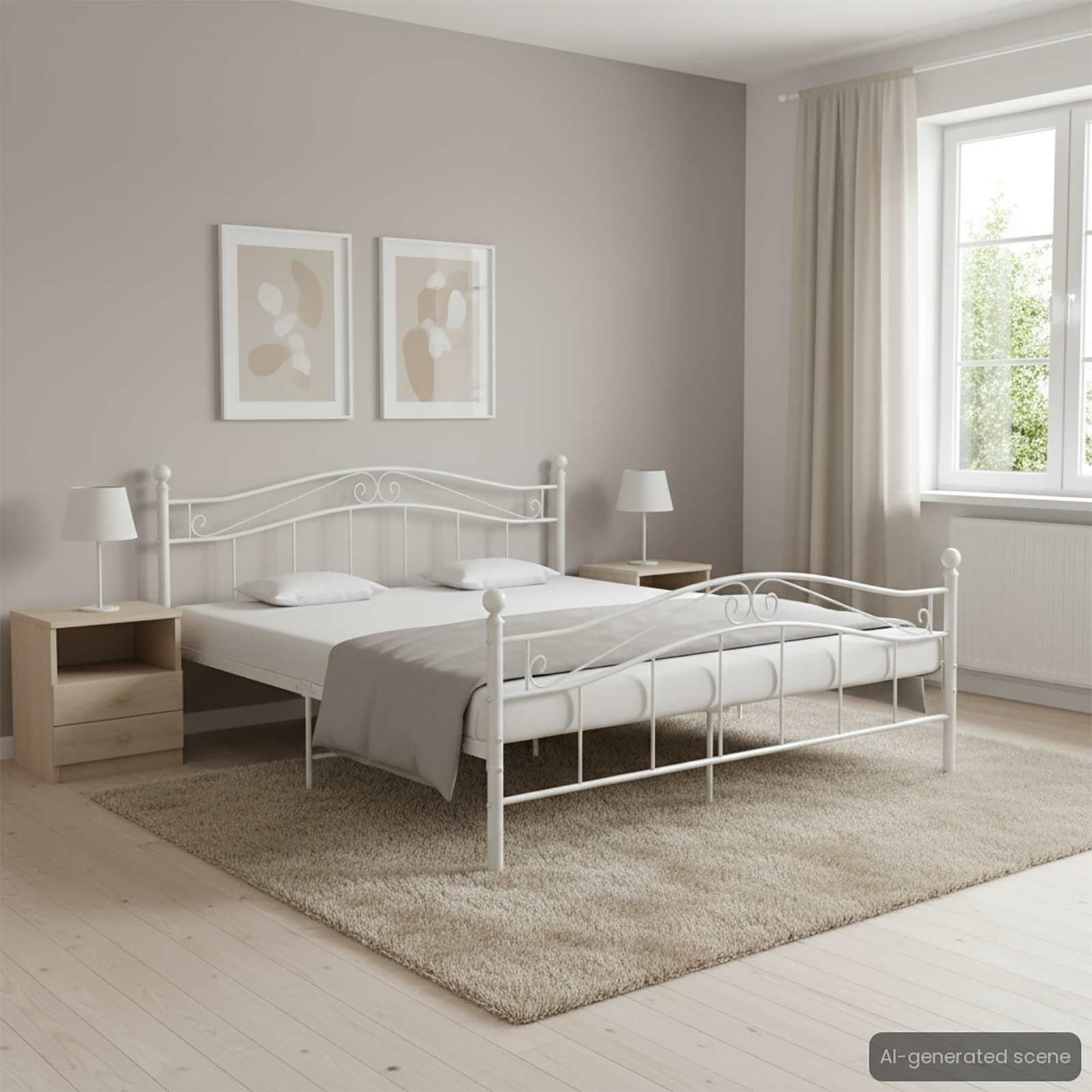 furnicato Bettgestell Doppelbett Metallgestell 209x147x92,5 cm Weiß (1-tlg)