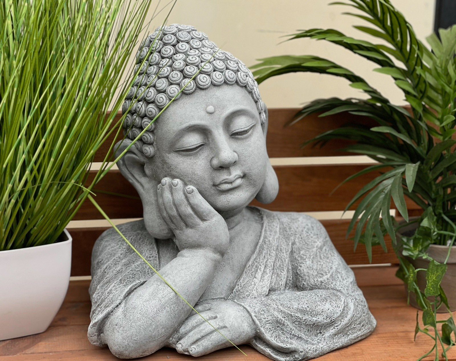 Stone and Style Gartenfigur Frostfeste Steinfigur Buddha Shiva Büste XL