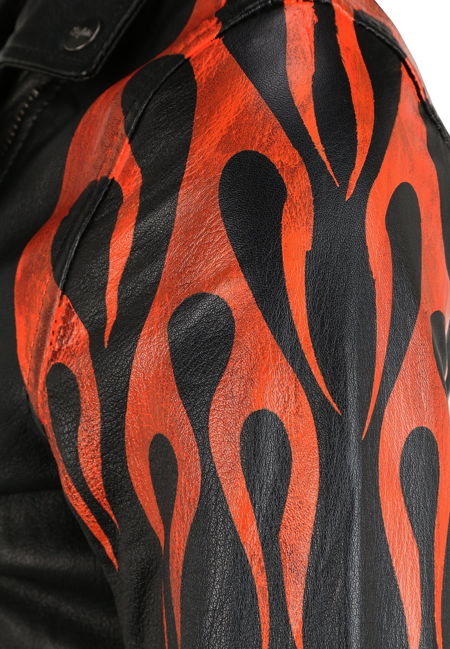 Buffalo Lederjacke BE Hot Flammenprint mit BLACK-ORANGE