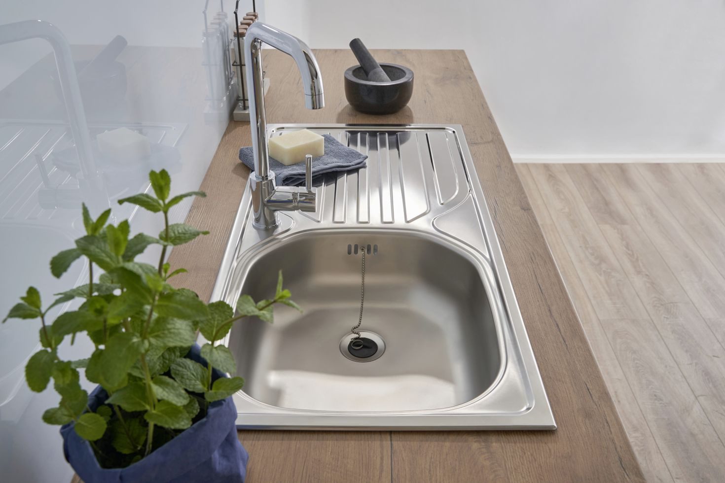 RESPEKTA built-in sink, respekta built-in sink, stainless steel, 860 x 435 mm
