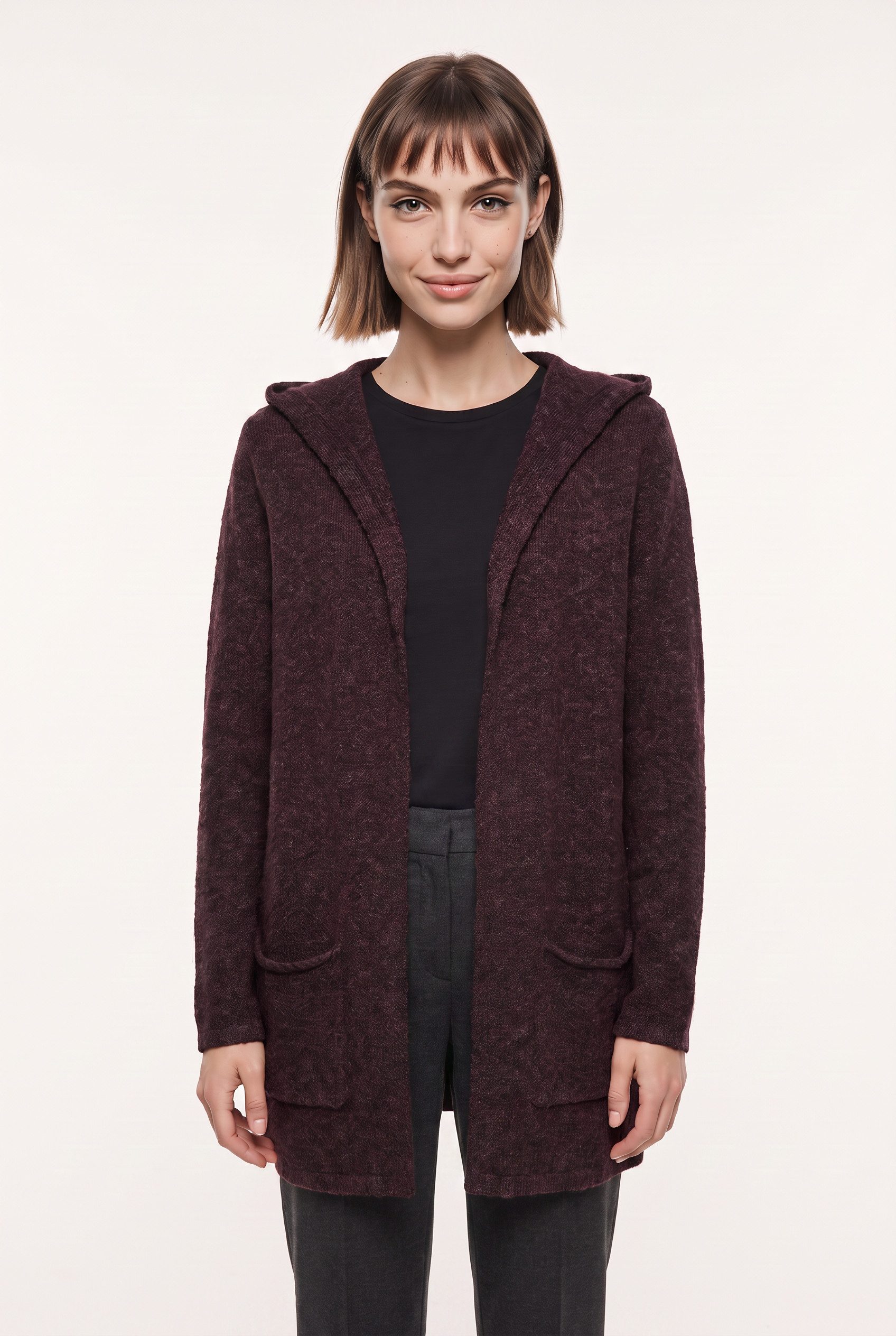 Vero Moda Strickjacke VMDOFFY LS OPEN HOOD CARDIGAN GA NOOS Materialmix, regular fit