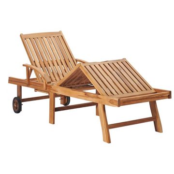 vidaXL Gartenliege Sonnenliegen 2 Stk. mit Auflagen Grün Massivholz Teak, 2 St.