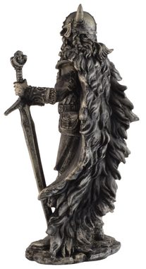 Vogler direct Gmbh Dekofigur Nordischer Wikinger - In Rüstung mit Helm und Schwert, mit Silberfarbe handcoloriert, aus Kunststein, LxBxH ca. 11x6x19cm