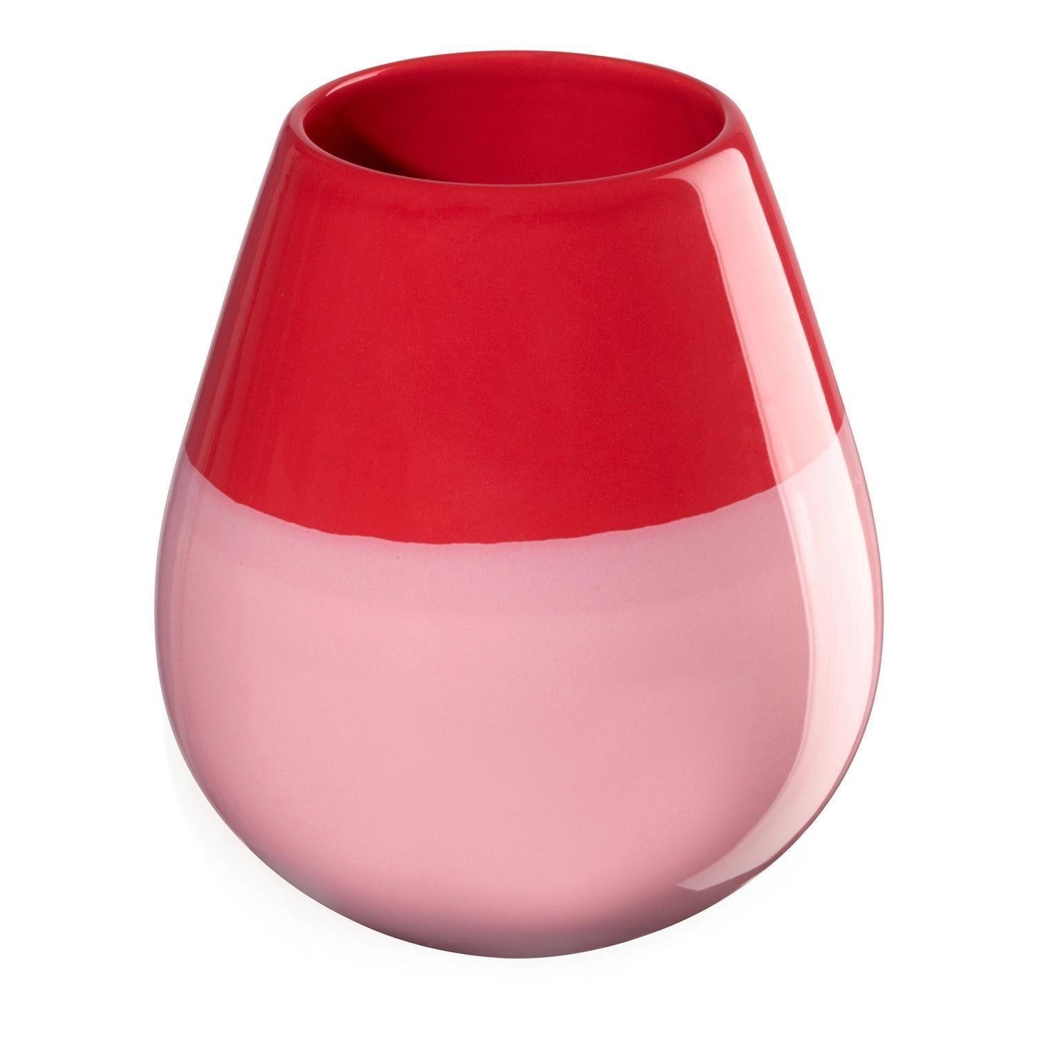 Tischvase EASE JOY, Rosa, Rot, Steinzeug, H 18 cm