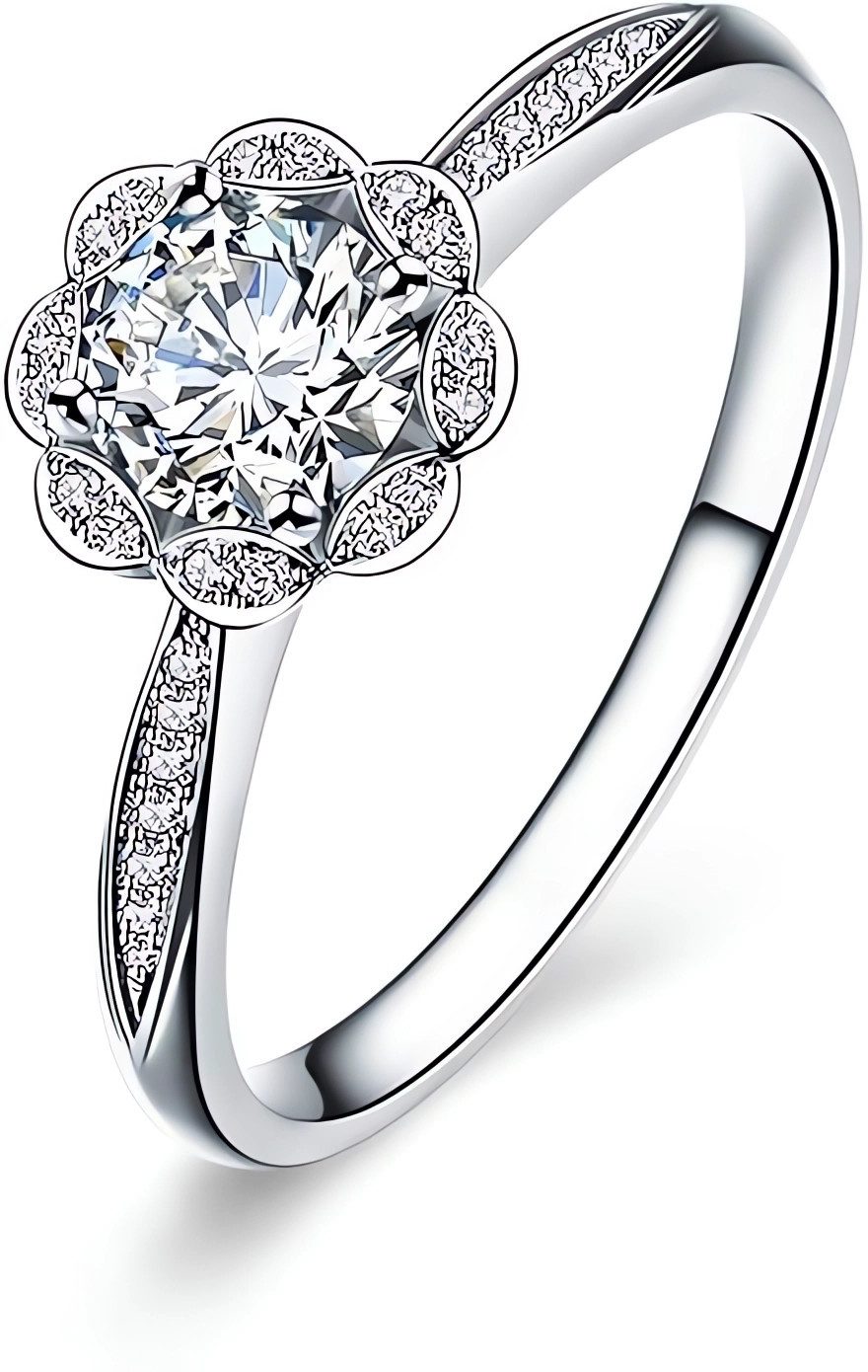Jumpeak Diamantring Ring Damen 0.16ct 14K Gold E VS2 3EX RundSchliff Diamantringe, Lab Grown Diamant Ring, Verlobungsring, Mutter Tochter Geschenk