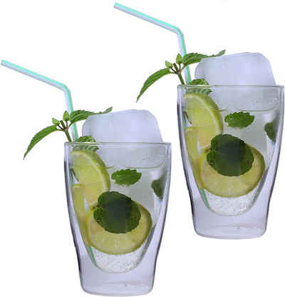 Markenwarenshop-Style Gläser-Set 2x Jumbo Doppelwandig Latte Macchiato Kaffee Glas Eisbecher, Glas