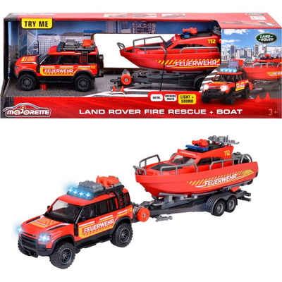 majORETTE Spielzeug-Auto Land Rover Feuerwehrauto mit Boot