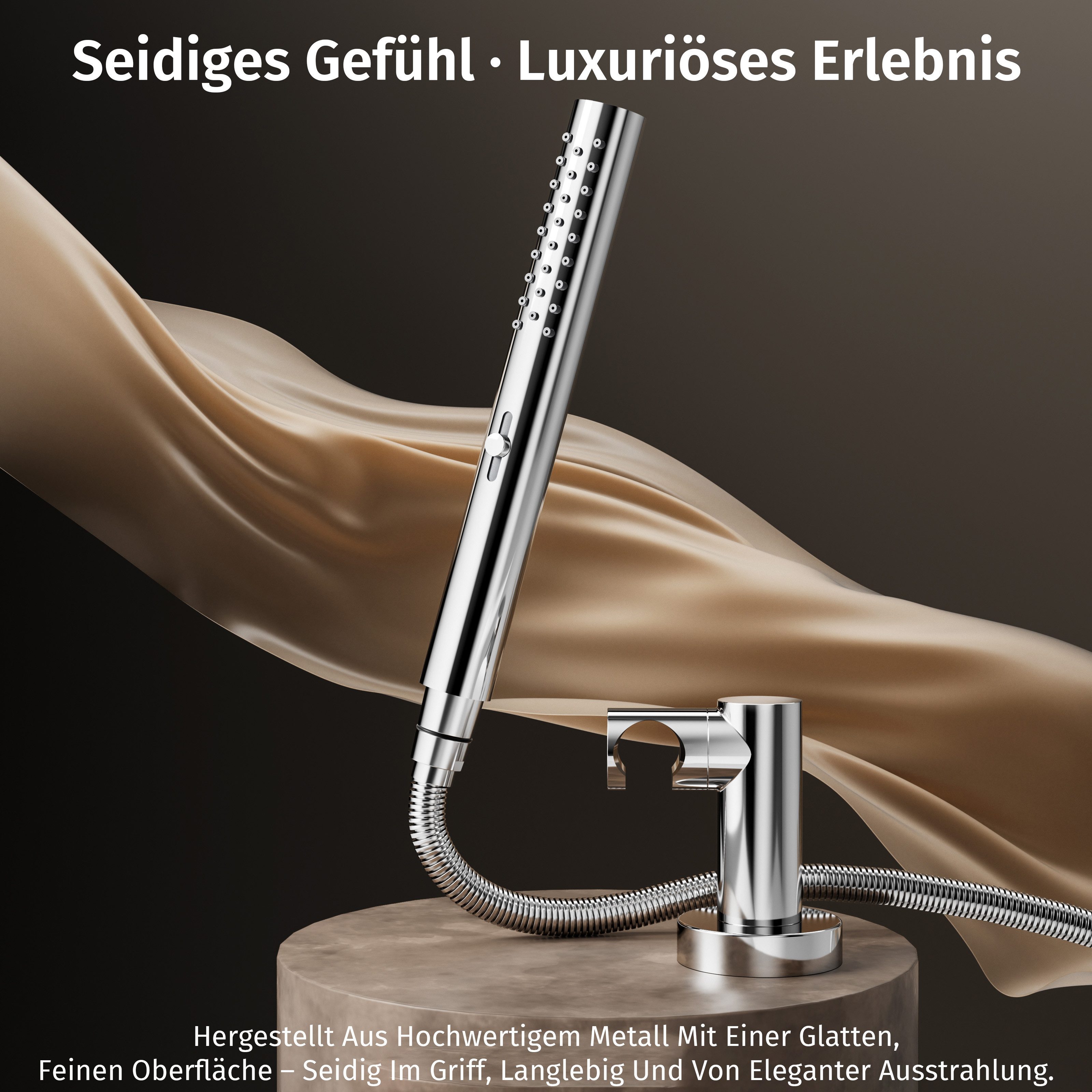 Oihpaw Handbrause mit Schlauch & Halterung – 2 Modi, Edelstahl, (1-tlg), Runder Handbrausekopf, Pflegeleichte Silikondüse – Bild 2 von 5