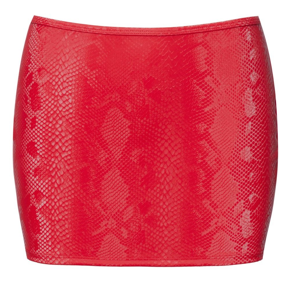 Cottelli Collection Minirock Mini-Rock im Wetlook mit Schlangenmuster - rot (1-tlg) in trendiger roter Schlangenhaut-Optik