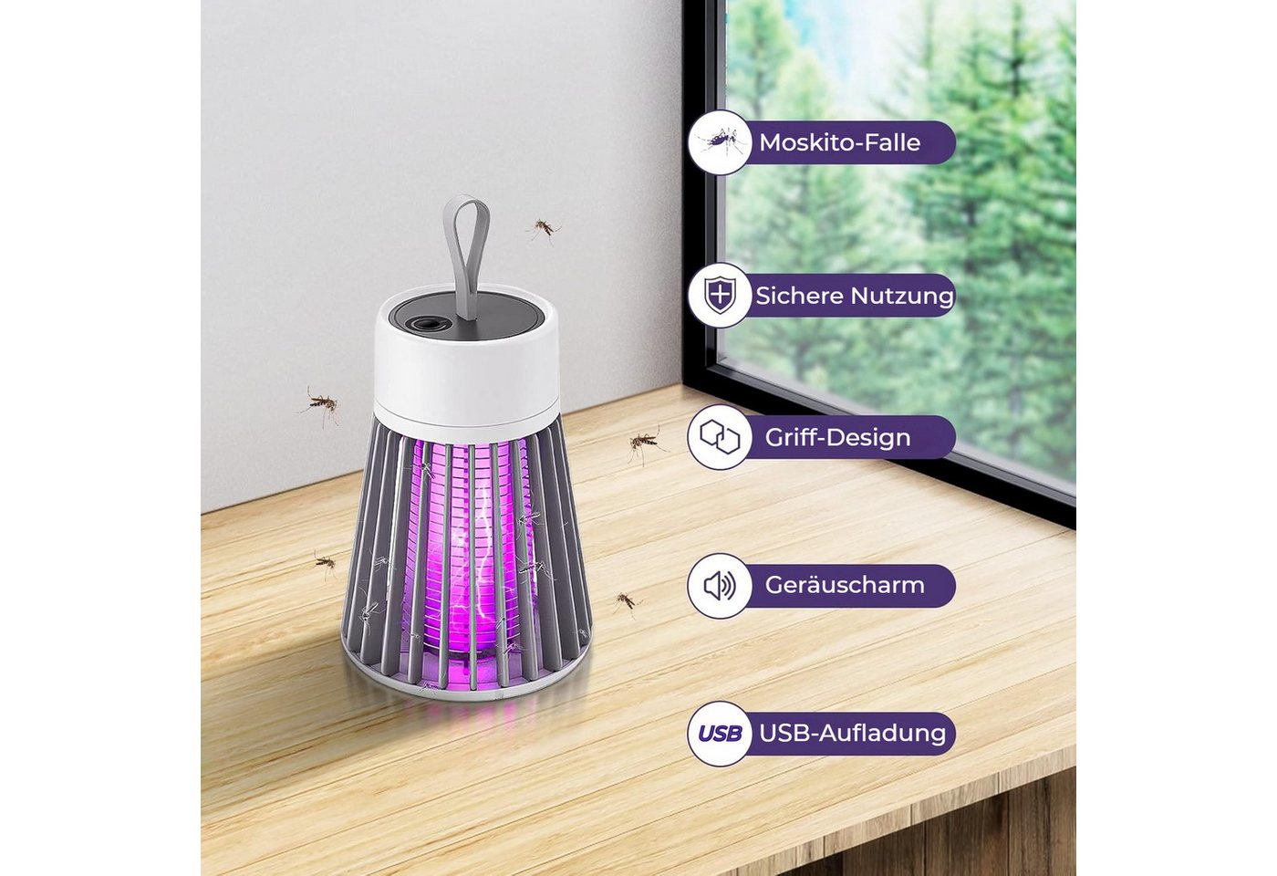 Thumbnail - BlingBin Insektenvernichter UV Elektrische Mückenfalle, Mückenlampe, Mückenfalle mit LED Licht, Fliegenkillerfalle für S...