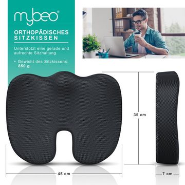 MyBeo Sitzkissen, orthopädisches Sitzkissen Gel – Memory Schaum mit Gel - ergonomisches Kissen - für Büro Home Office Auto Bürostuhl - erhöht Sitzkomfort - fördert die Durchblutung - entlastet Rücken