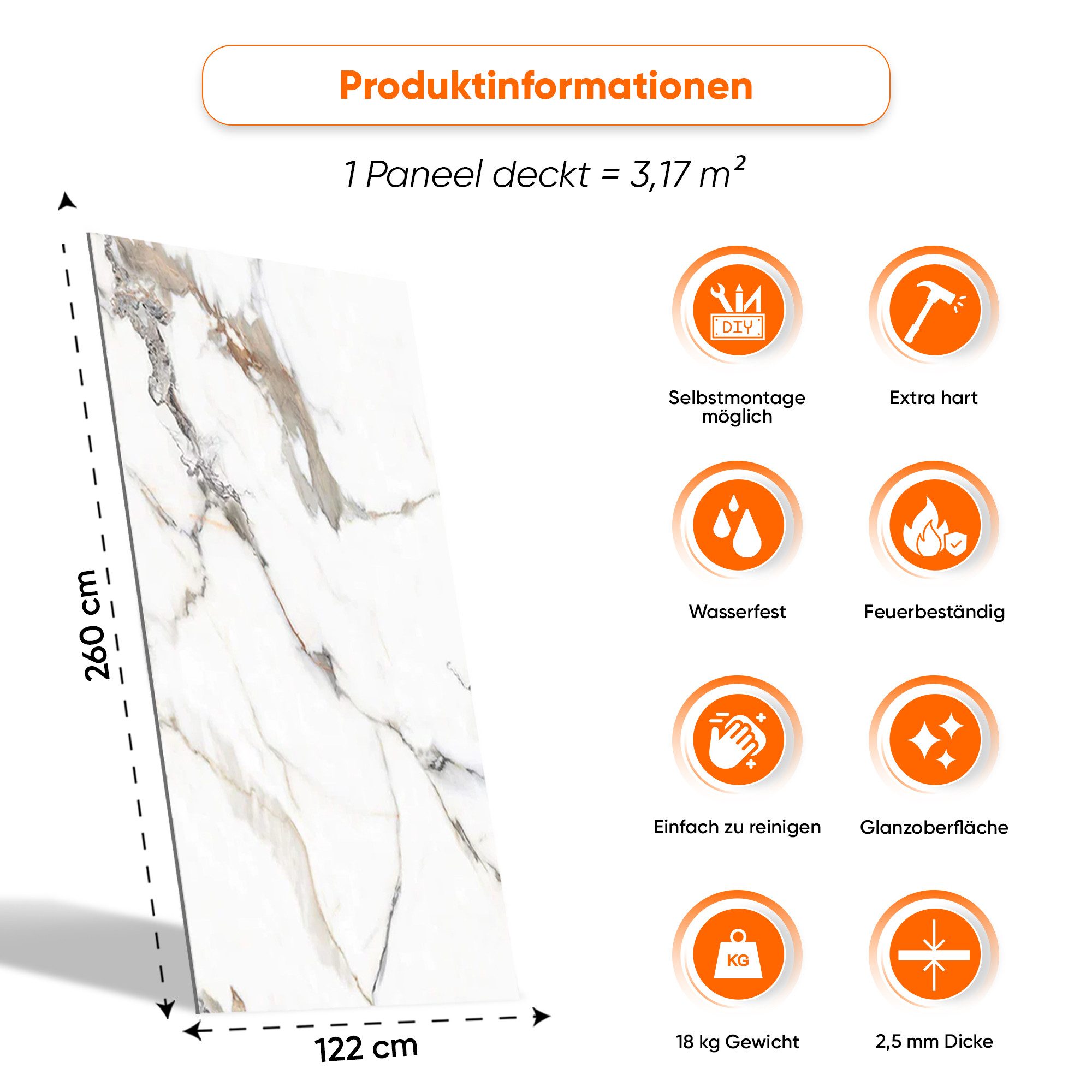 IZODEKOR 3D Wandpaneel IZODEKOR Deckenhohe 3D Marmor Wandpaneel günstig online kaufen