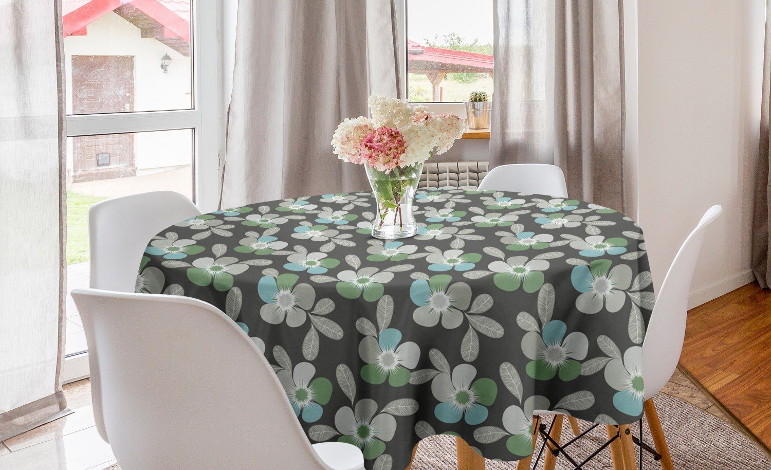 und Esszimmer Küche Abakuhaus für Blumen Tischdecke Abdeckung Tischdecke Dekoration, Blumen Blätter Abstrakte Kreis