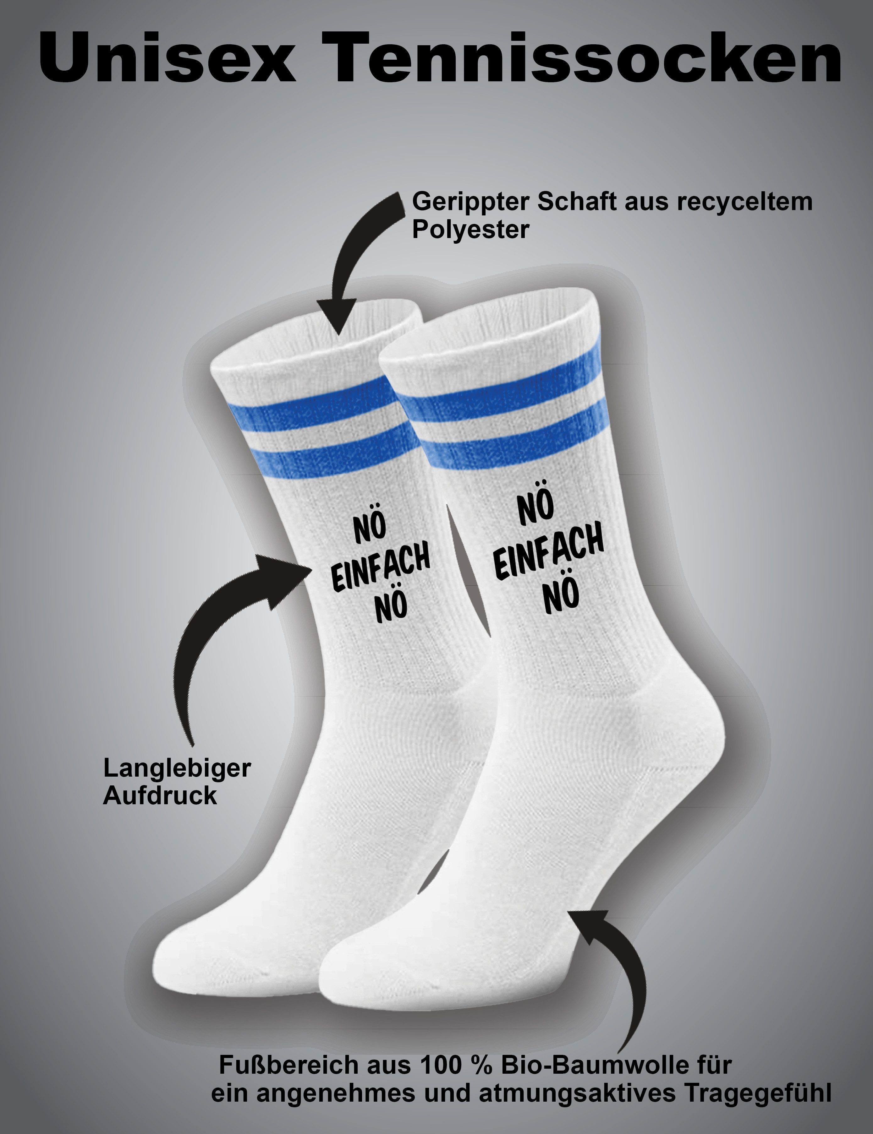 Youth Designz Tennissocken Unisex Socken "Nö Einfach Nö" Aufdruck lustig Geschenk Statement mit verstärkter Verse und Zehenbereich