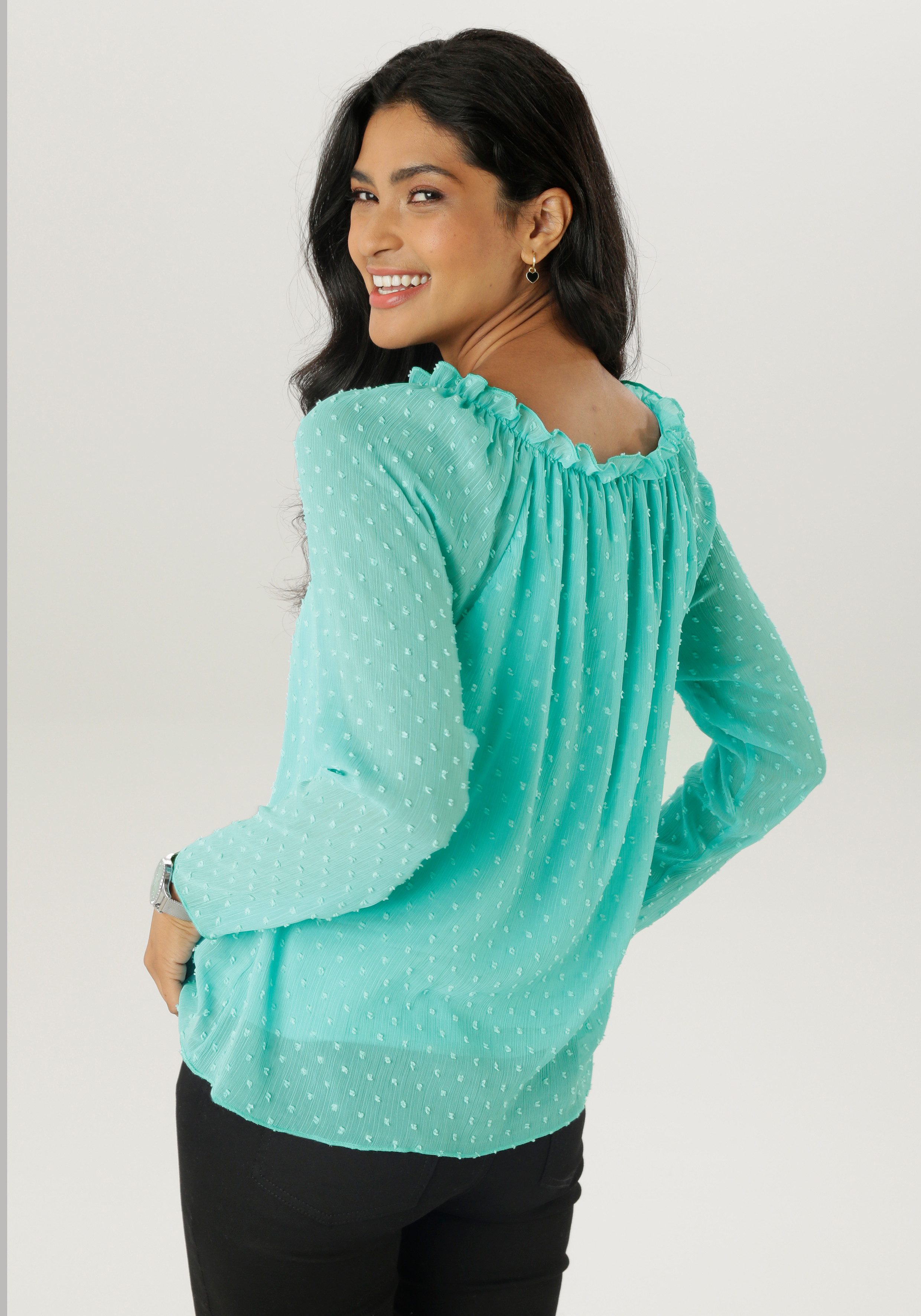 Aniston SELECTED Schlupfbluse mit weiten Ausschnitt und elastischen Gummi günstig online kaufen