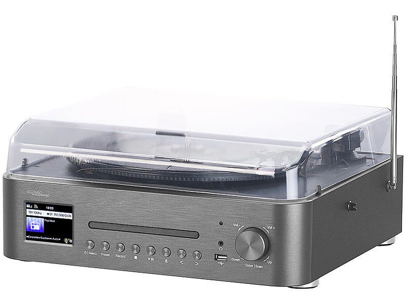 Musikanlage Knackser) oder klassischen UKW-Empfang, auvisio von Plattenspieler/Digitalisierer DLNA, (Bluetooth, WLAN, Entferneung MHX-630 Rauschen Plattenspieler