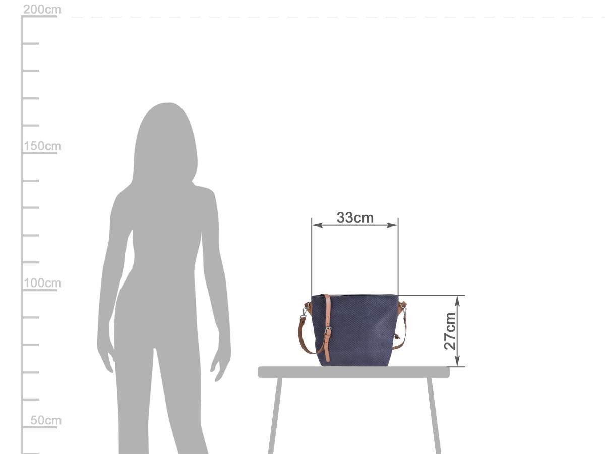 berba Umhängetasche Yara, Schultertasche 33x27cm, Handtasche, Leder mit Schuppen-Stuktur