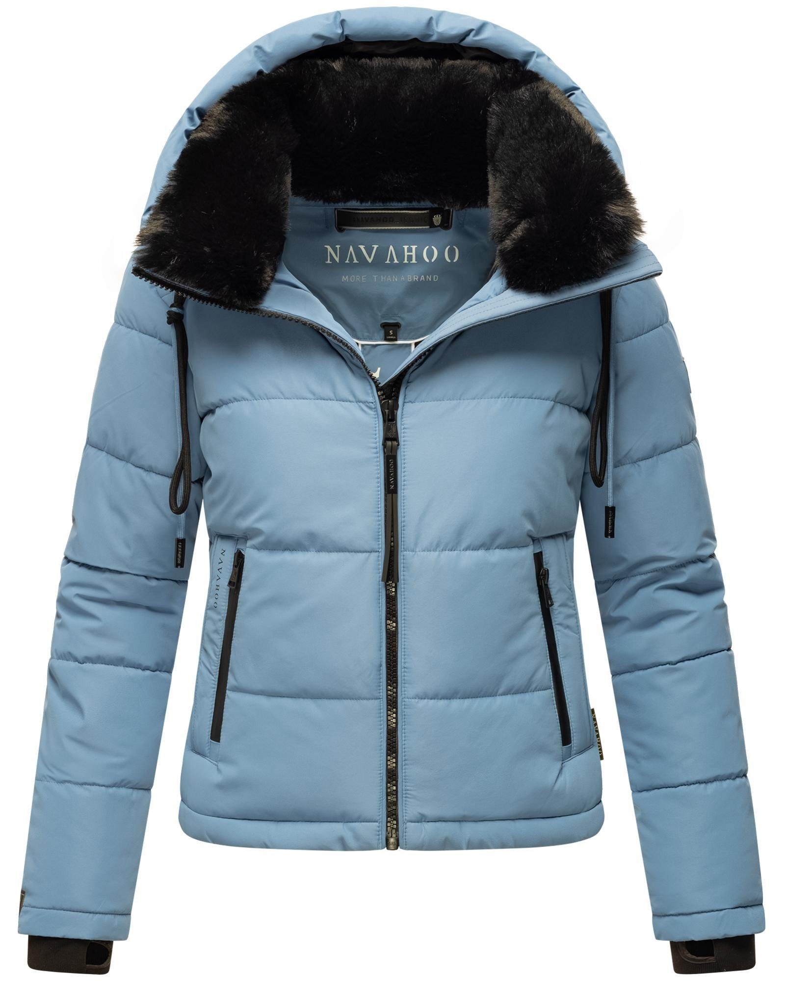 Navahoo Steppjacke Mit Liebe XIV Warme gesteppte Damen Winterjacke mit kuscheligem Kragen blau
